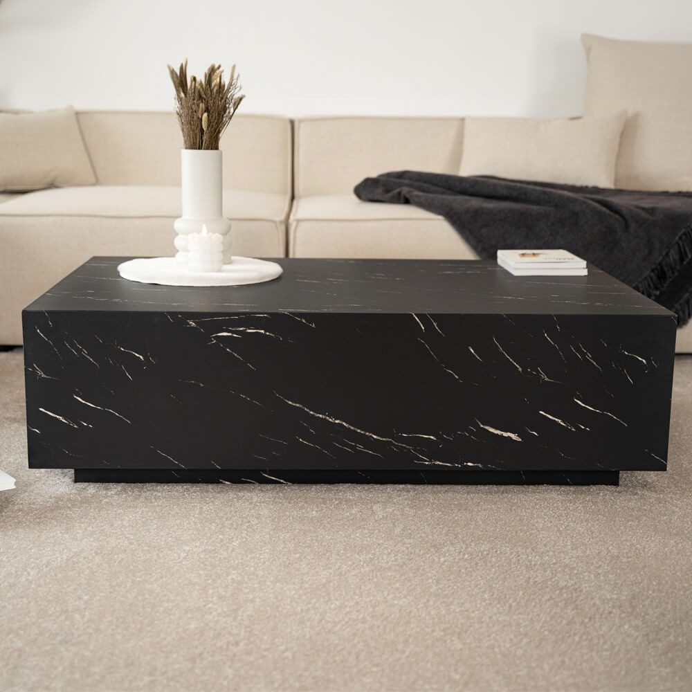 HOME DELUXE Couchtisch Marmor AMIRI Größenauswahl, Marmoroptik, Wohnzimmertisch
