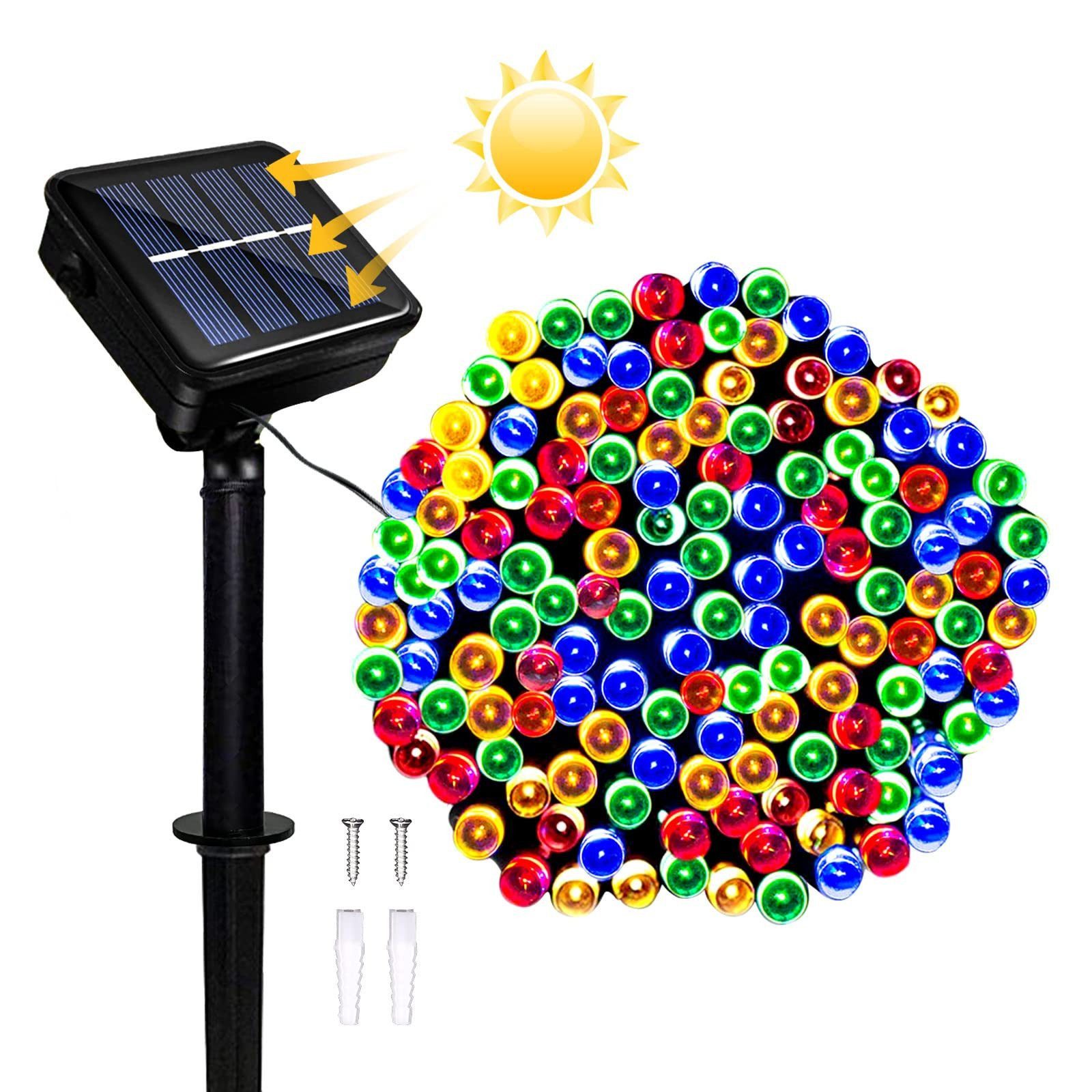 Ophy LED Solarleuchte LED Solar-Lichterkette (12 m, 100 LEDs, 8 Modi) – wasserdicht, solarbetrieben – für Garten, Hochzeit, Party & Weihnachten