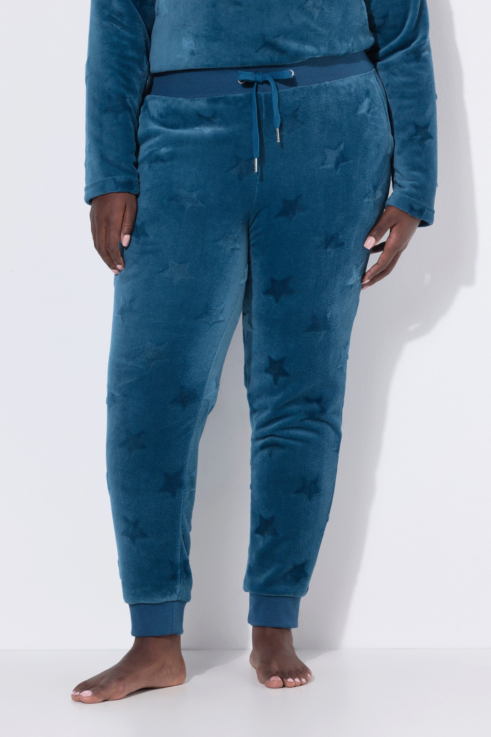 Ulla Popken Homewearhose Homewear-Hose Sternenstruktur Elastikbund günstig online kaufen