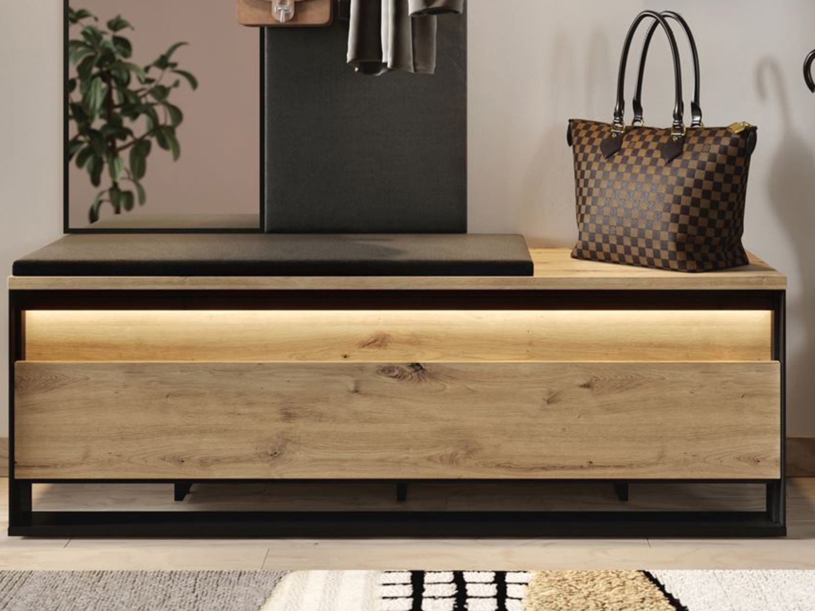 Compleo Sitzbank LIMA, Fußbank mit Stauraum, Modern design
