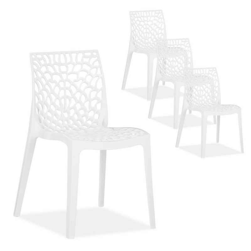 Homestyle4u Gartenstuhl Design Stuhl Set 2 4 oder 6 Stühle Weiß (4er Set)