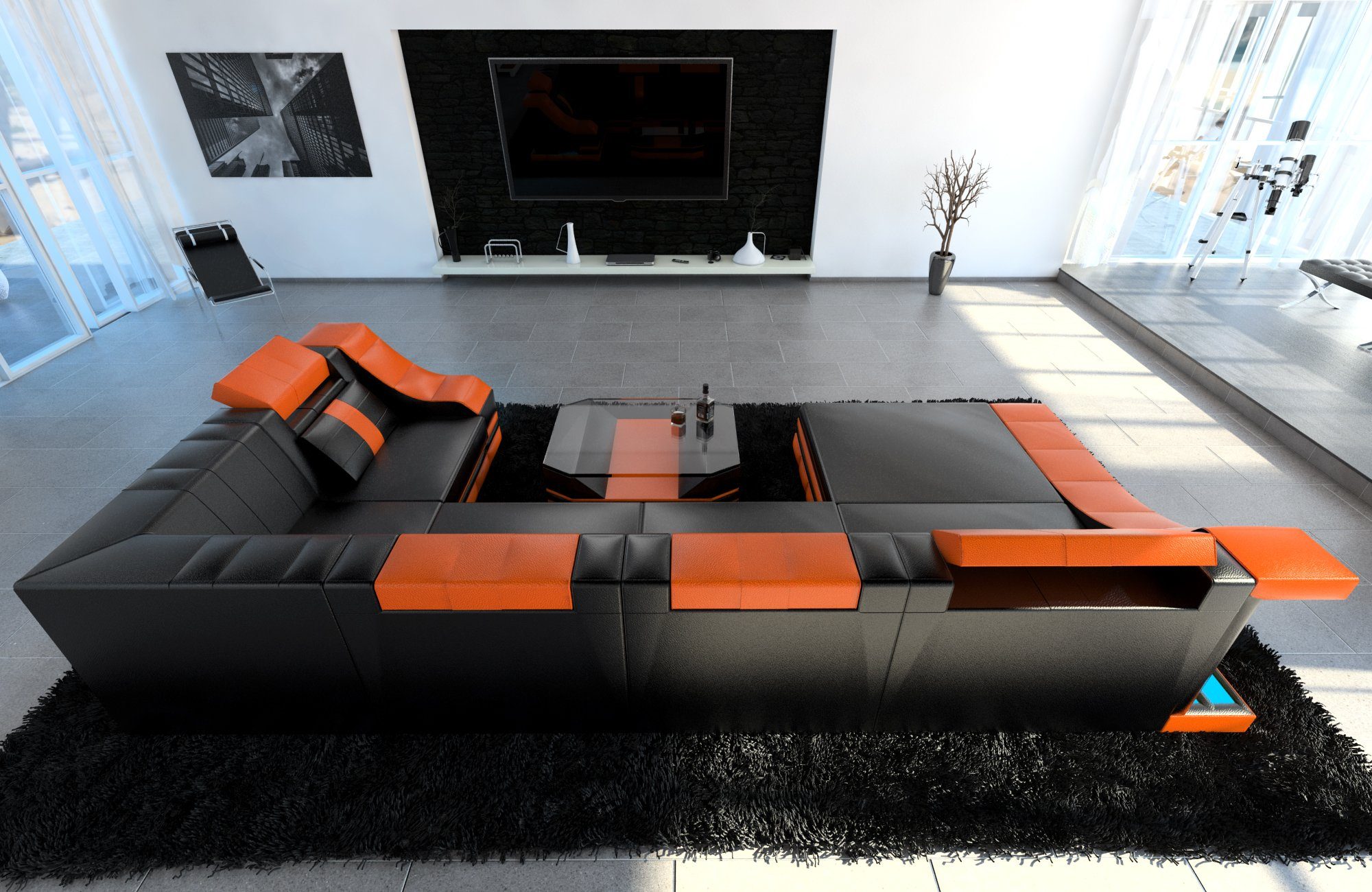 Sofa Dreams Wohnlandschaft Ledersofa Ledercouch Turino U Form Leder Sofa, C günstig online kaufen
