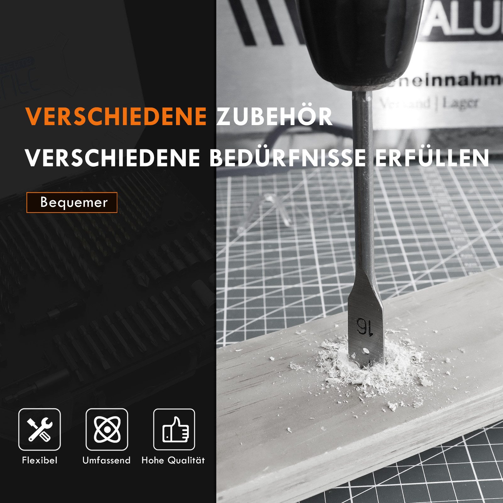 CCLIFE Bohrer- und Bitset Bohrer Set Gemischt 400tlg für Holz, Metall, Stein, Kunststoff, Ziegel, Packung, 400-St.