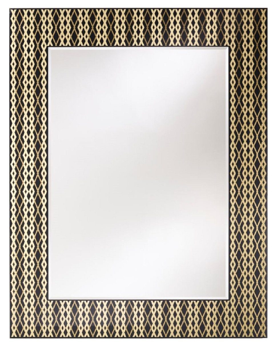 Casa Padrino Wandspiegel Designer Wandspiegel Schwarz / Bronze / Gold 99 x H. 127 cm - Wohnzimmer Spiegel - Garderoben Spiegel - Luxus Qualität