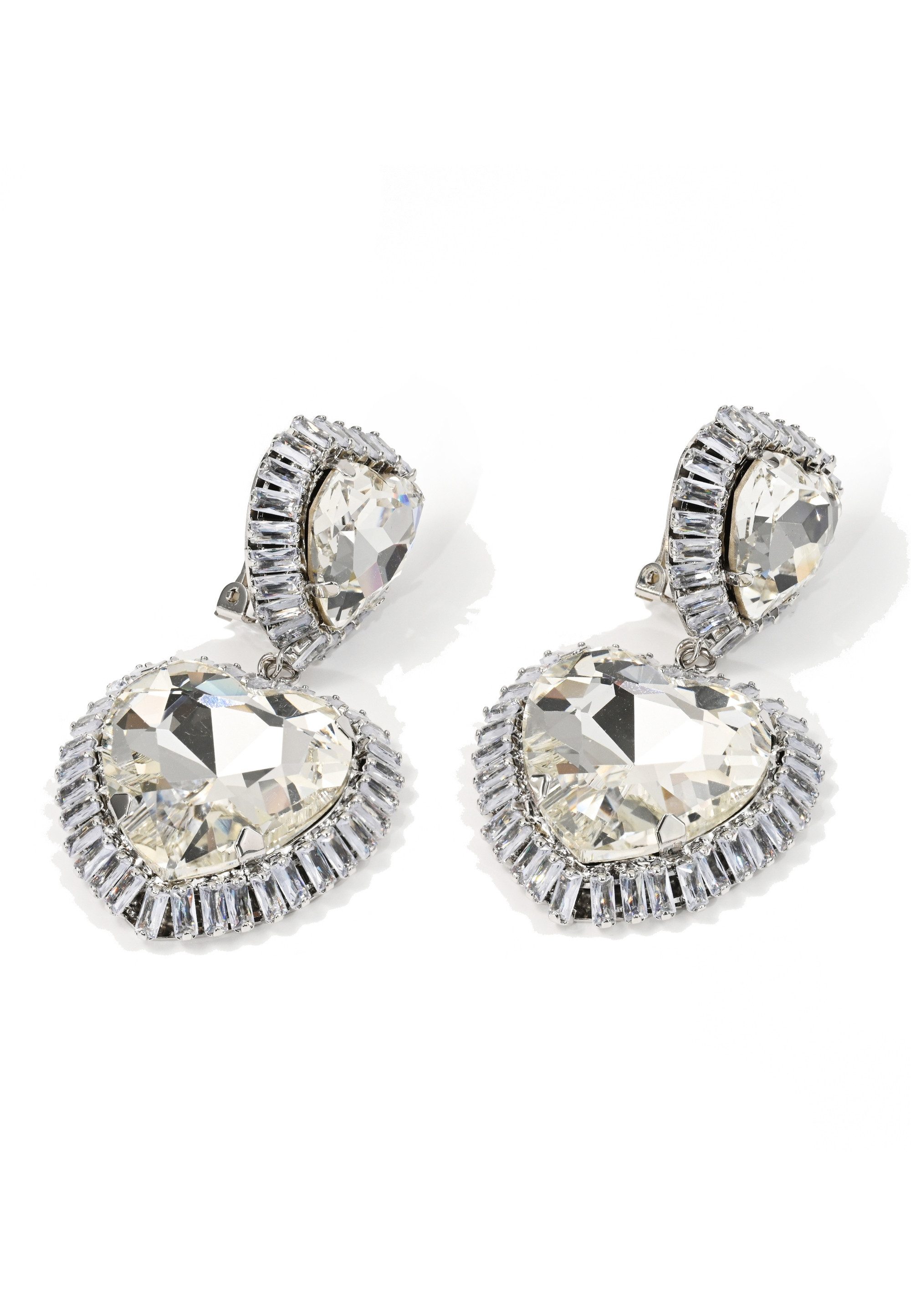 FILIPPA FIRENZE Paar Ohrclips Amore per sempre, Glamour Statement-Ohrclips mit geschliffenen Kristallen