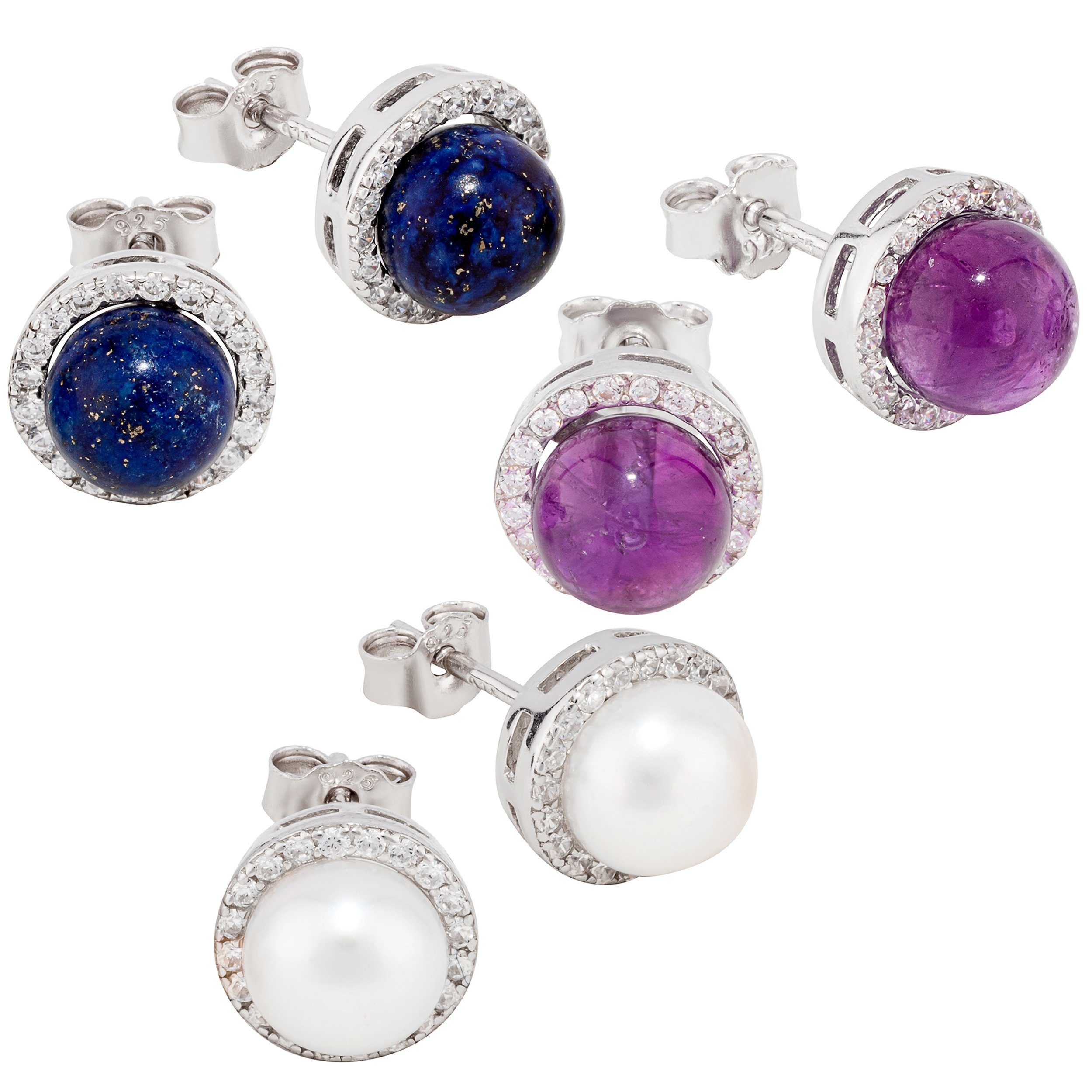 NKlaus Paar Ohrstecker Paar 9mm Ohrstecker Kugel echt Lapislazuli 925 Sil ( günstig online kaufen