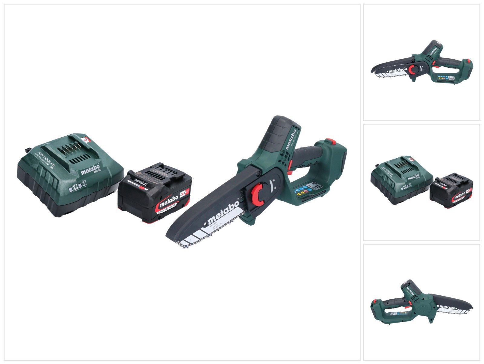 metabo Akku-Kettensäge MS 18 LTX 15 Akku Gehölzsäge 18 V 15 cm 5 m/s + 1x Akku 4,0 Ah + Lader