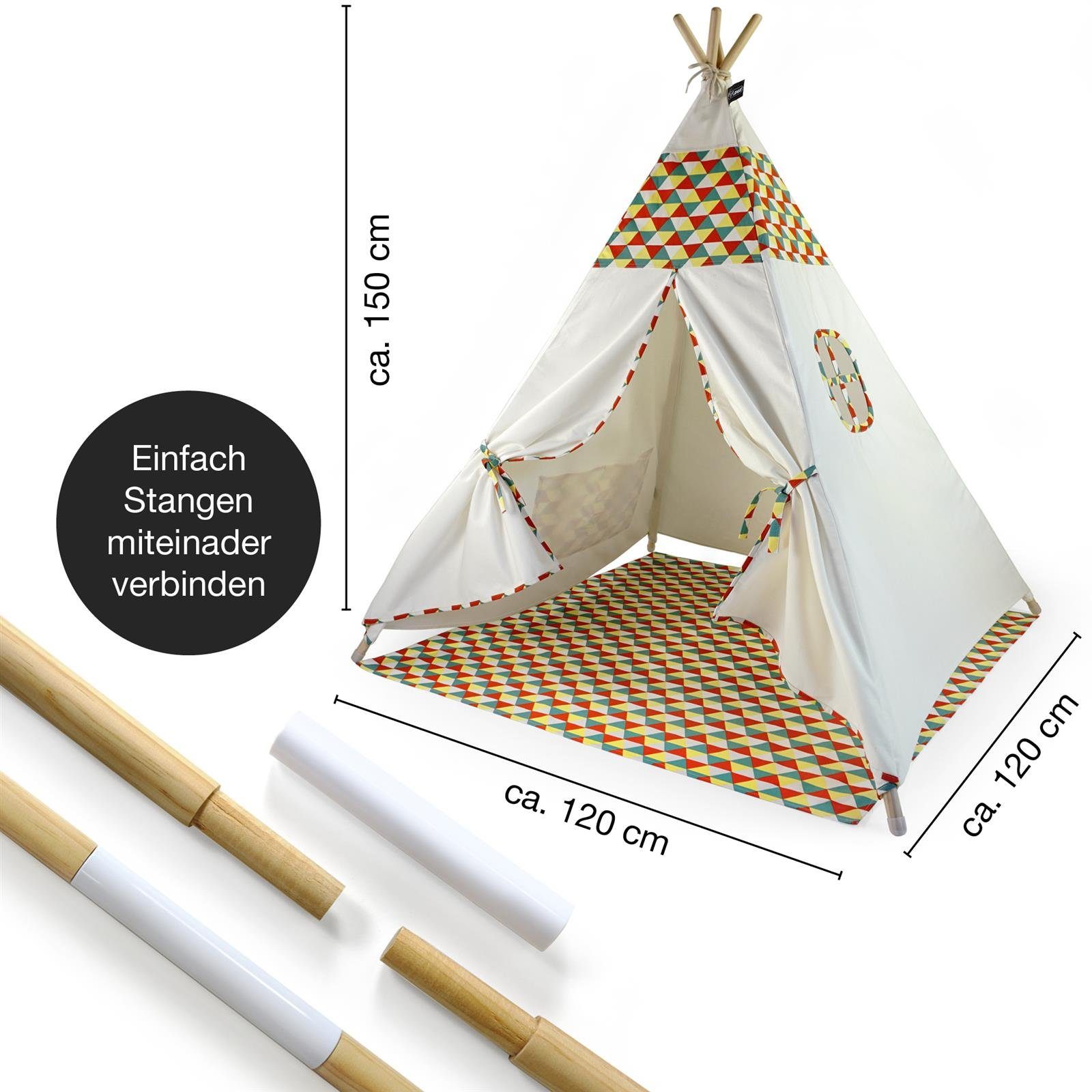 Hej Lønne Tipi-Zelt Tipi Zelt für Kinder farbige Bemusterung Kinderzel, (6e günstig online kaufen