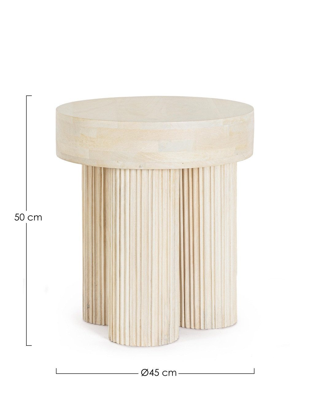 Feeling4Home Couchtisch Dacca aus Mangoholz Ø 45cm, Creme