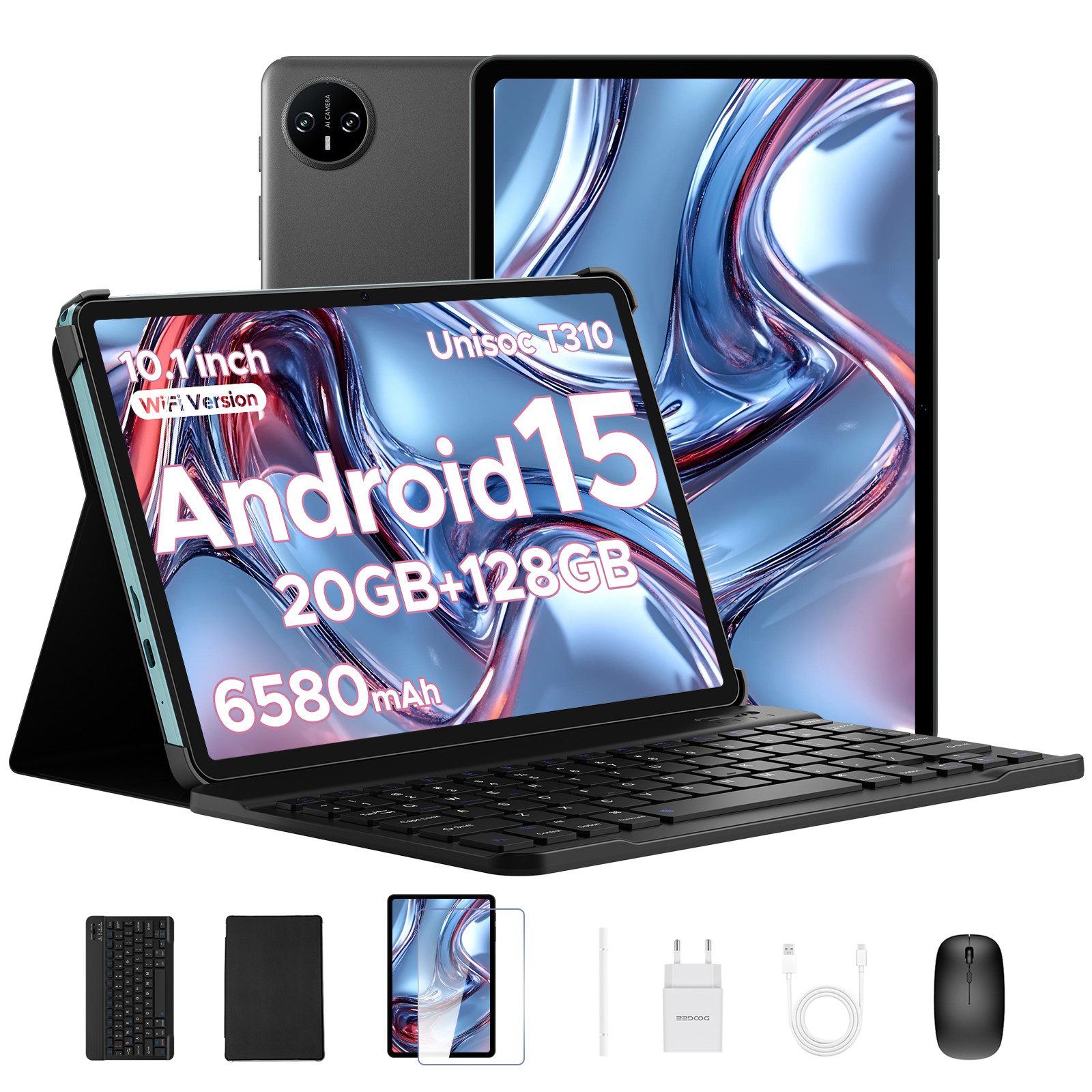 DOOGEE TAB A9 PRO Android 15 10.1 Zoll Tablet 4GB+128GB/2TB TF Gaming Tablet (10,1", Android 15, Set mit Tastatur, Maus, Stift Tablet, 5G WiFi/GMS/Face ID/BT 5.0)