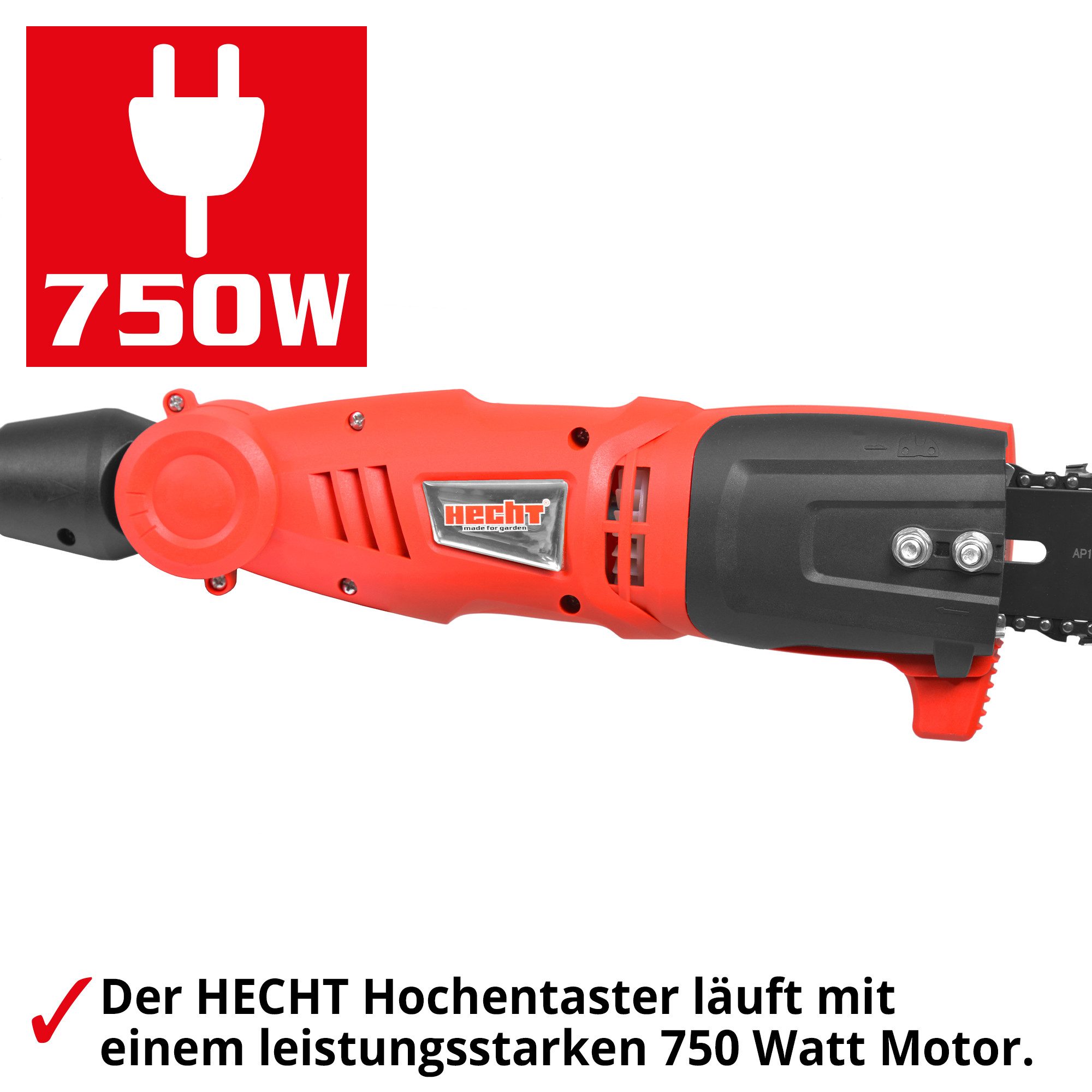 Hecht Hochentaster Elektro 971W inklusive Tragegurt Schwertschutz, bis 4,50 m Arbeitshöhe, 750 W, 24 cm Schnittlänge – Bild 4 von 5
