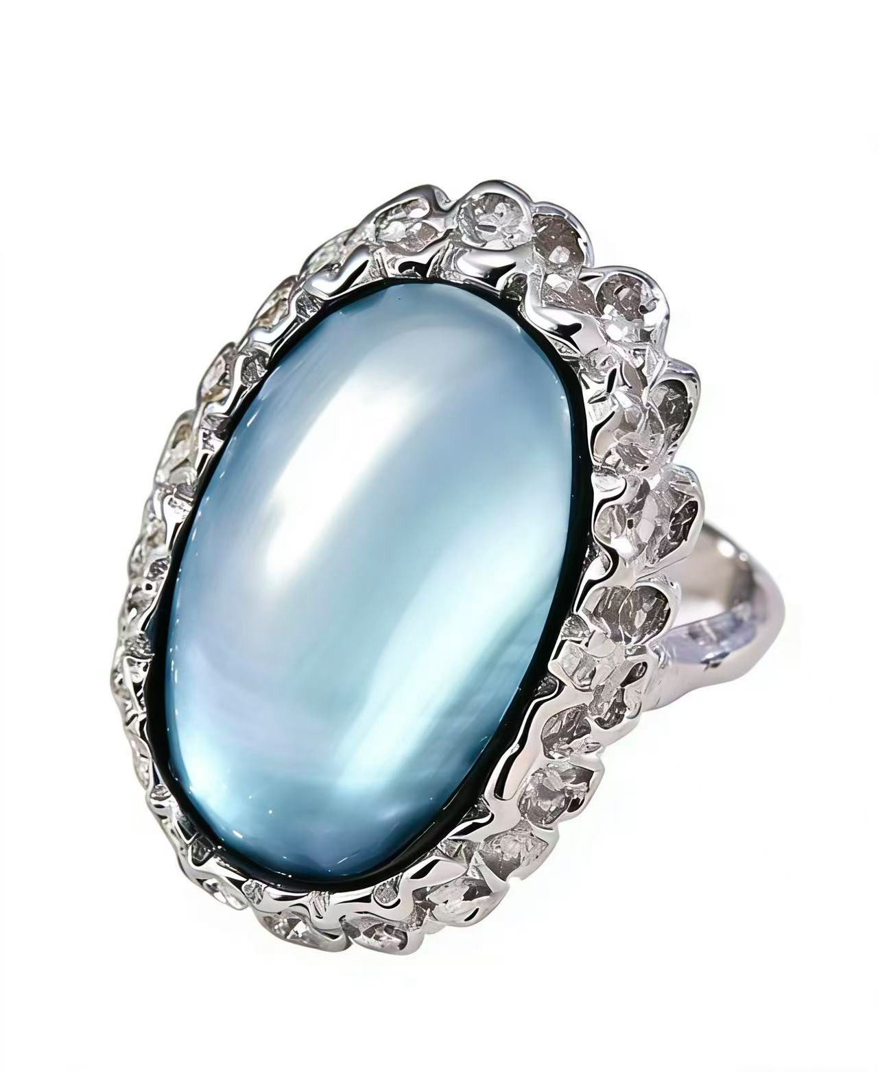 Jumpeak Silberring Mabe-Perlenring, Sterlingsilber 925, verstellbarer Ring, 18K vergoldet, Valentinstag geschenk für sie,Geschenk für muttertag,Geschenk für frau