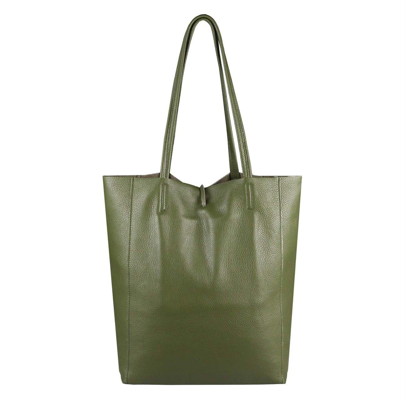 ITALYSHOP24 Schultertasche Made in Italy Damen Premium Leder SHOPPER Tasche HOBO Umhängetasche, Echtleder Business Bag leicht groß klassisch sicher geräumig Beutel