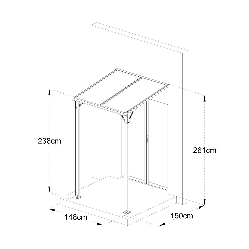HOME DELUXE Vordach CUBIS - aus Aluminium (Komplettset), Überdachung für den Eingangsbereich, Haustür – Bild 4 von 4