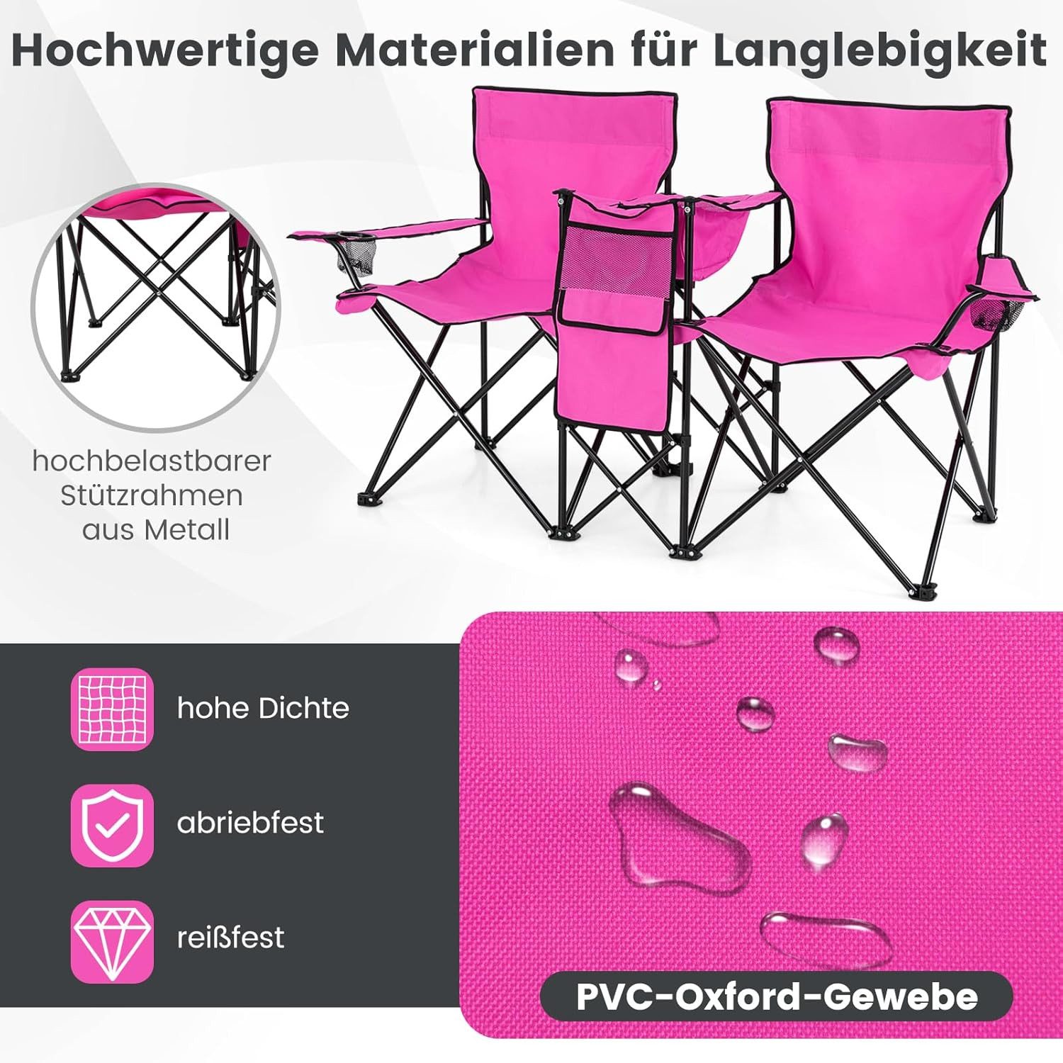 KOMFOTTEU Campingstuhl Klappstuhl, aus Oxford-Stoff,mit Sonnenschirm günstig online kaufen