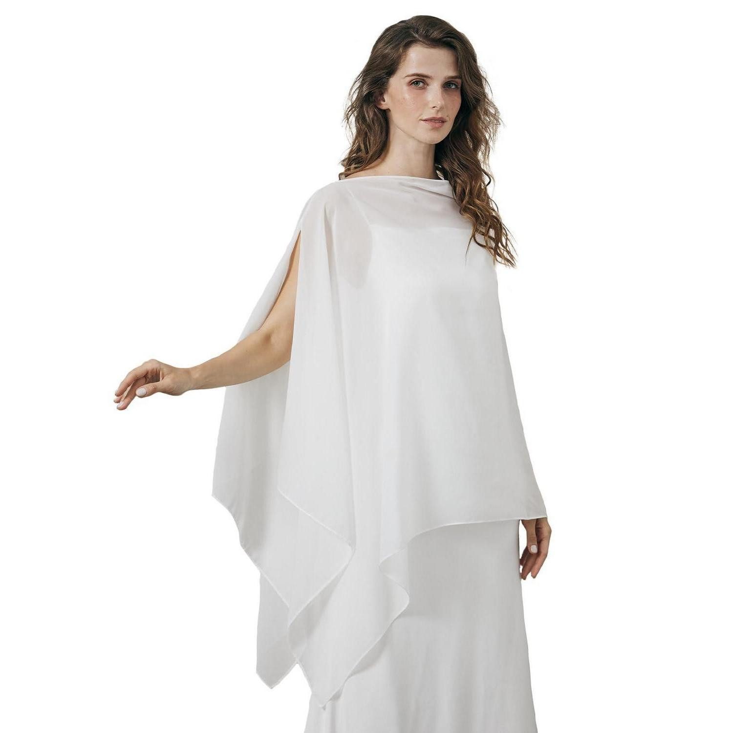 LuxusKollektion Chiffontuch Schal Chiffon Elegant Stola Cape Einheitsgröße Elfenbein