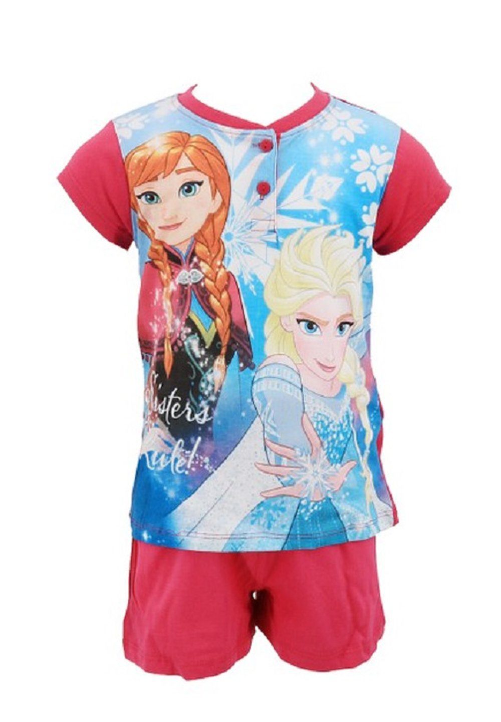 Disney Frozen Shorty (2 tlg) Eiskönigin Anna & Elsa Kinder Mädchen Pyjama Schlaf-Set