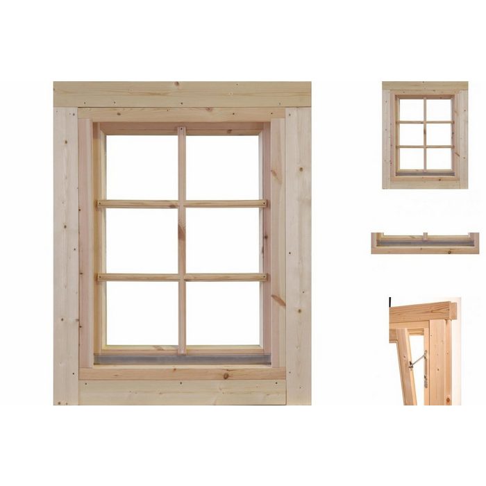 Wolff Fenster Einzel-Fenster Marit 34 ISO 34mm Holzfenster Gartenhausfenster Einbaufenster