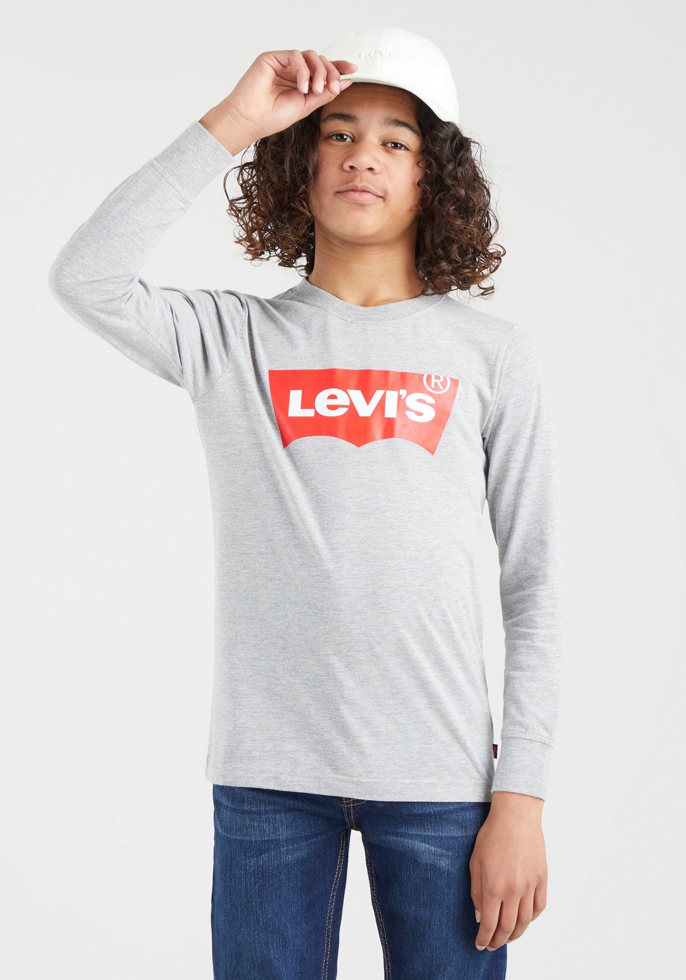 Levi's® Kids Langarmshirt L/S BATWING hellgrau-meliert TEE for BOYS