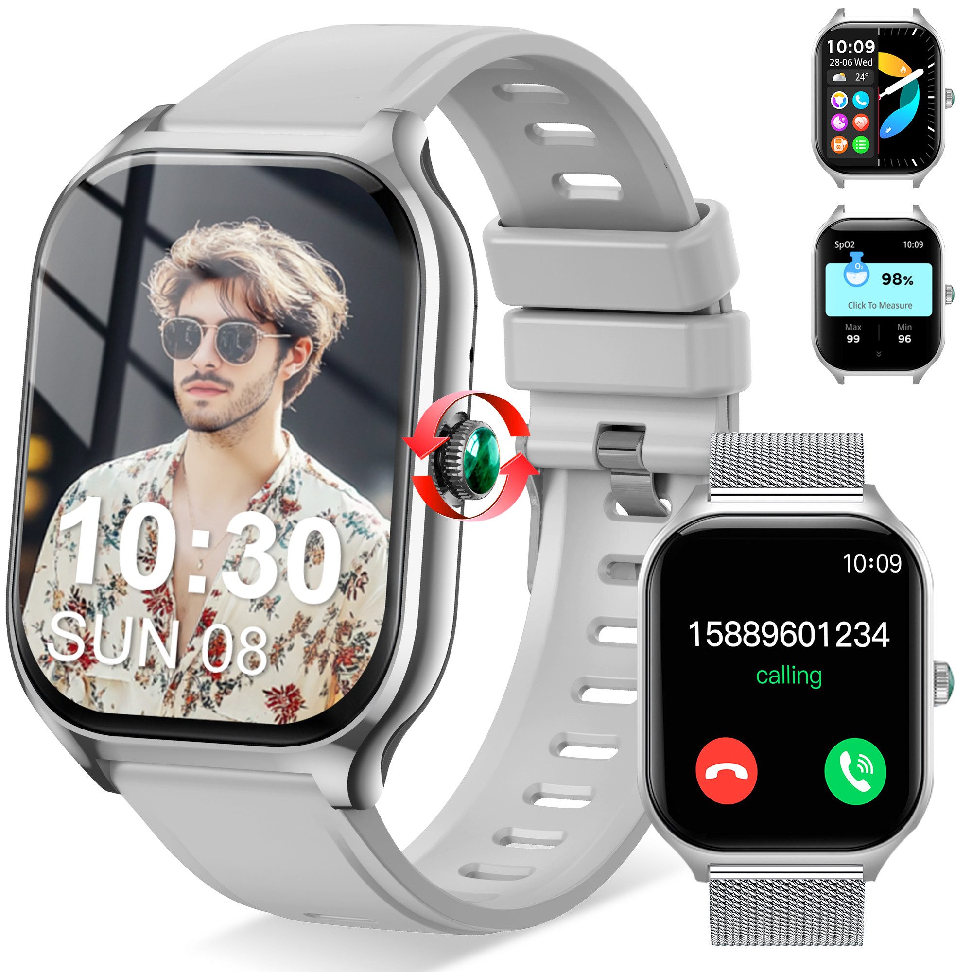 Smartwatch Damen Herren,Fitnessuhr Tracker mit, 2.01" HD Smartwatch