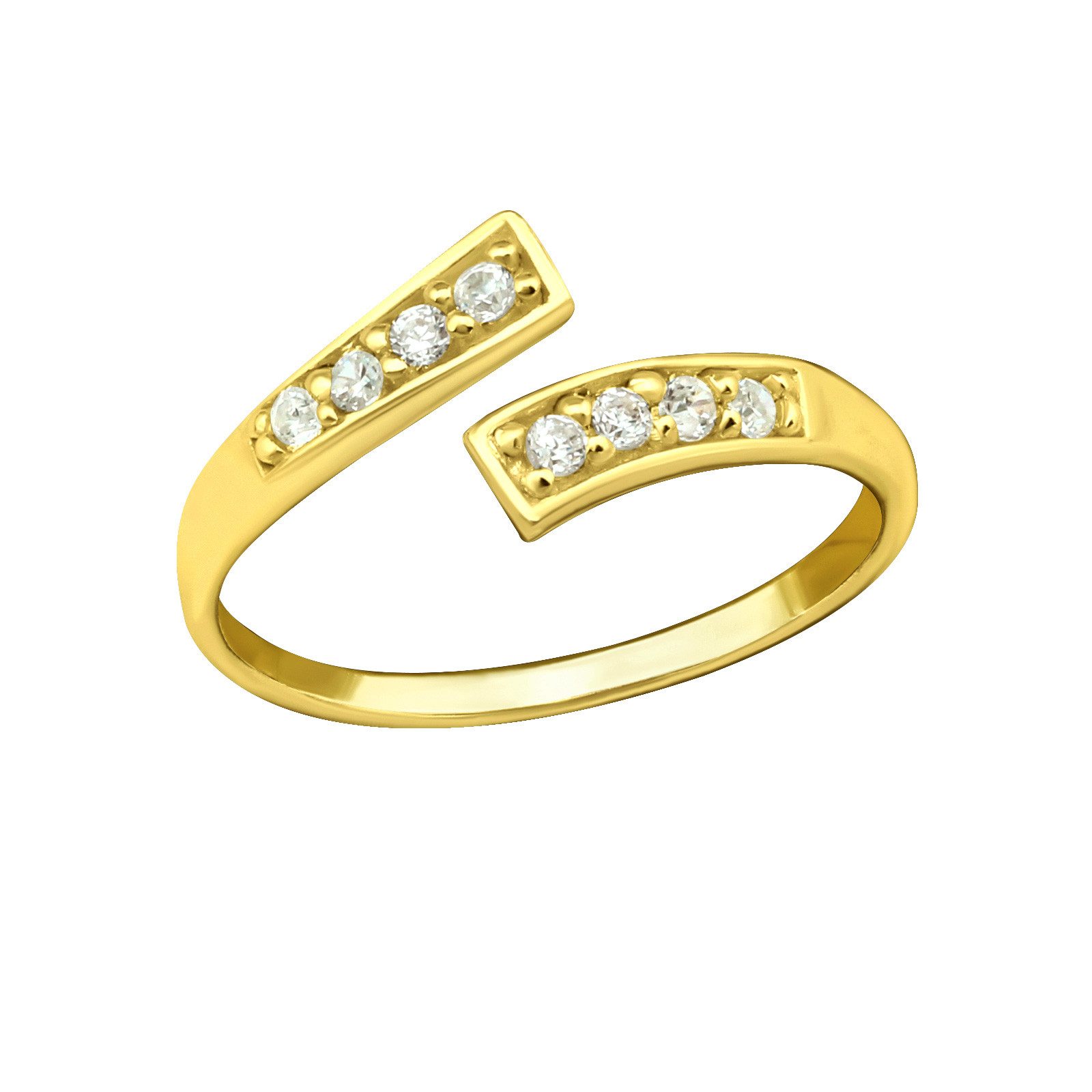 BUNGSA Zehenring Zehenring mit Kristall verstellbar goldfarben aus 925 Silber Damen, Zehring Toering