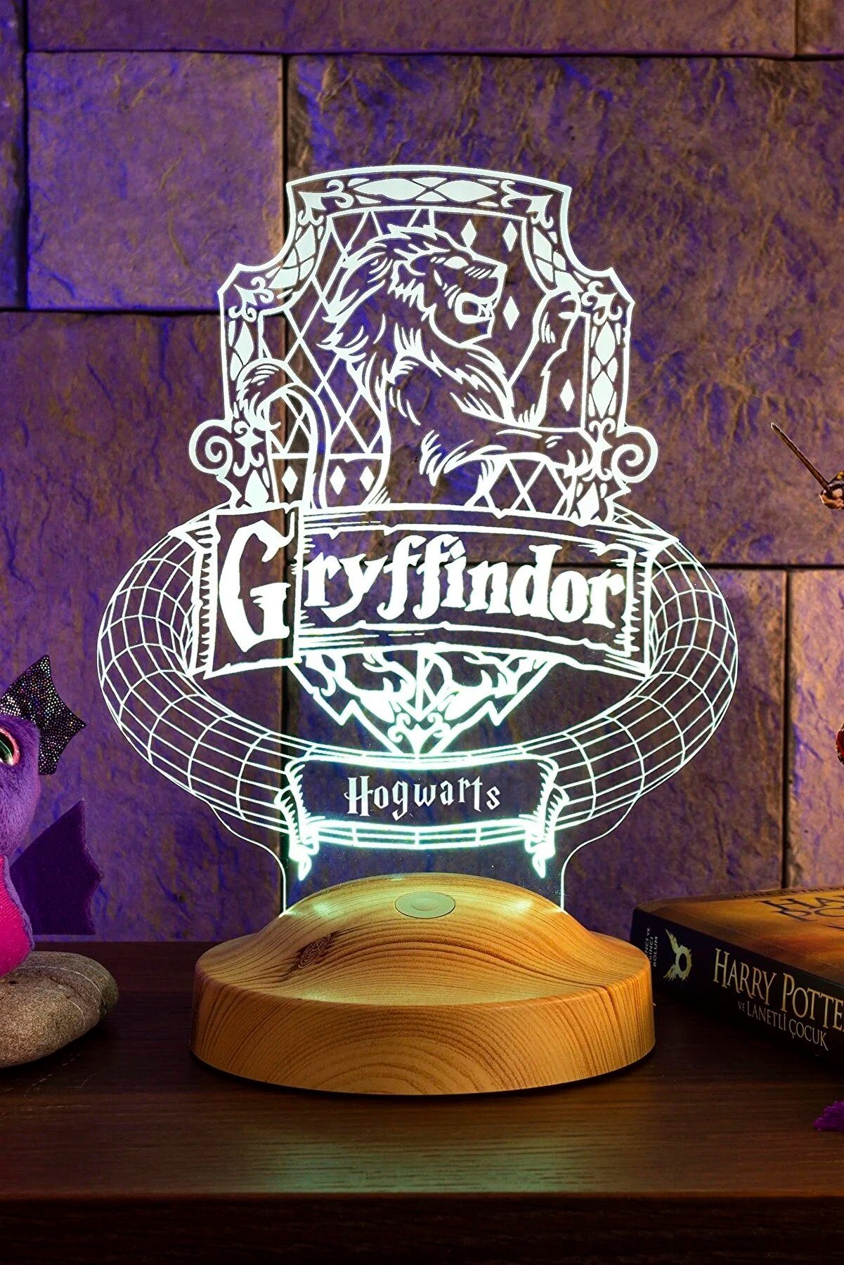 Geschenkelampe LED Nachttischlampe Gryffindor Hogwarts Harry Potter Nachtlicht Geschenke für Kinder, Leuchte 7 Farben fest integriert, Freunde