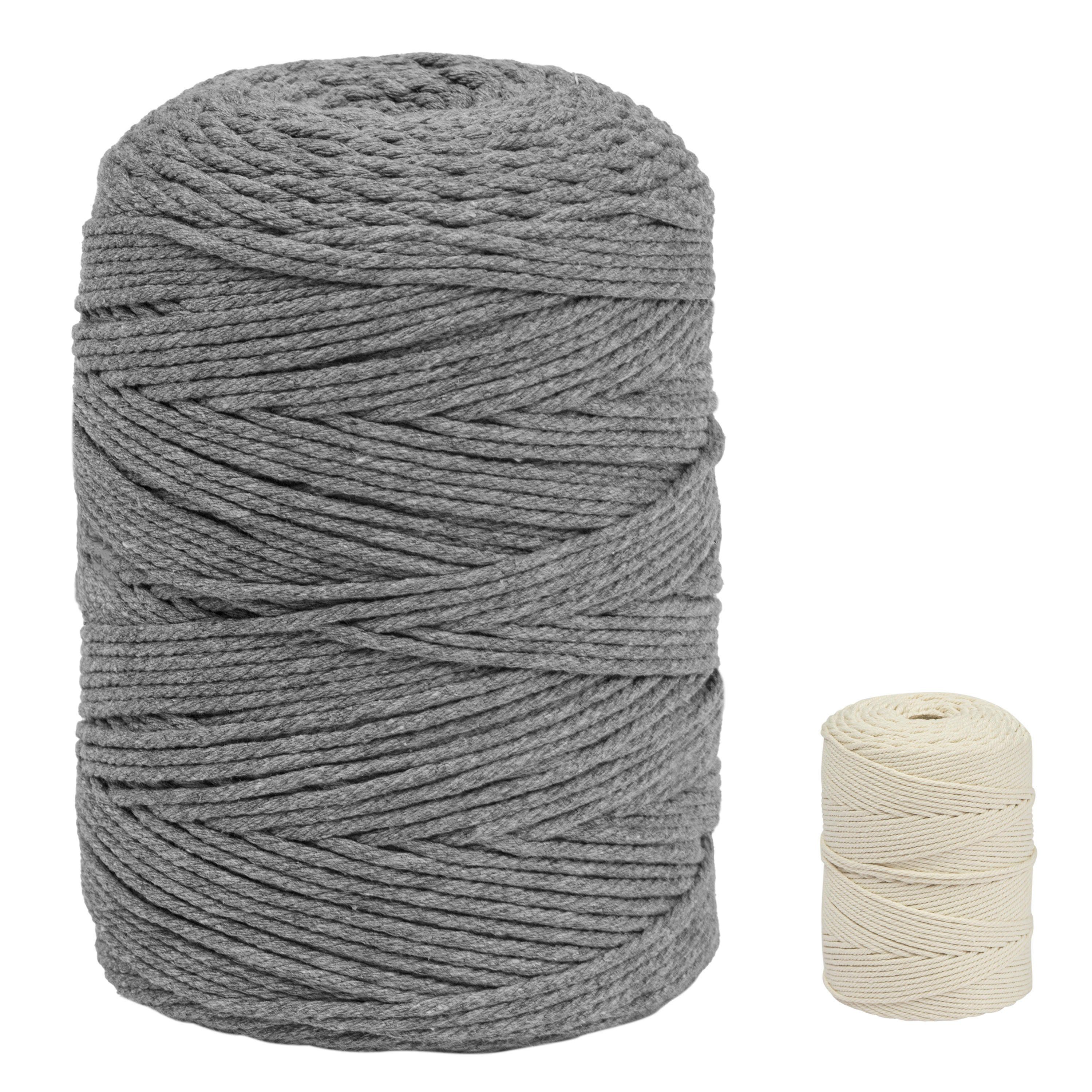 MORRENT Makramee-Garn 3mm x 300m,100% natürliche Baumwolle, superweiches garn Bastelgarn, 300,00 m