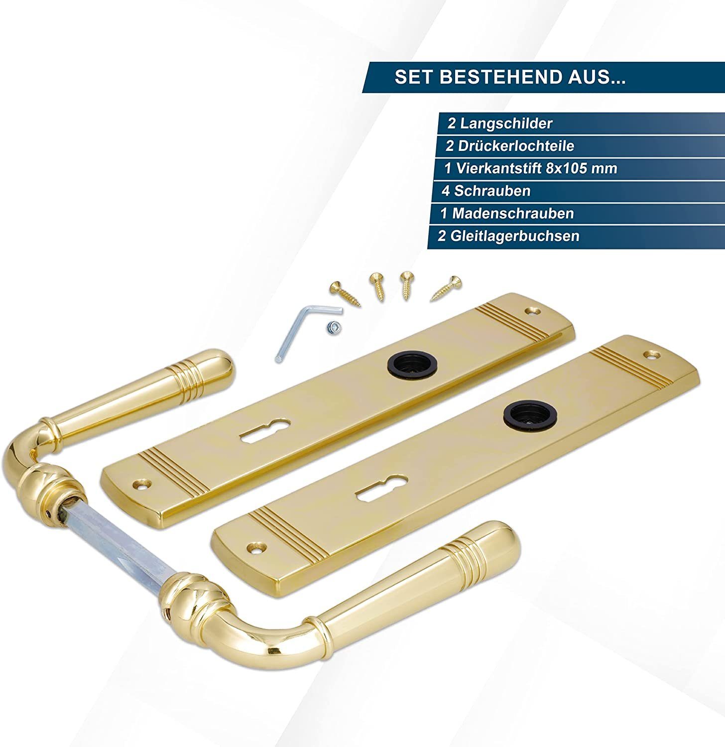Alpertec Türbeschlag Türbeschlag 4er Set, Messing für 3 x Zimmertüren und 1 x Bad/WC Türe (4 St., Sparset), Messing, Renovierung