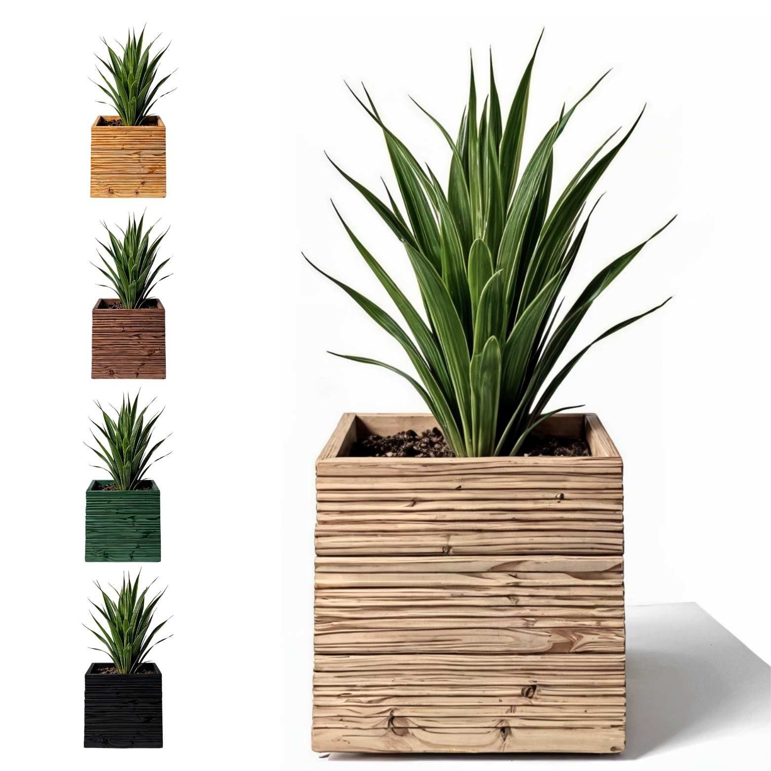 Floranica Übertopf Eckige Blumentopf Pflanzentopf Blumenkasten Kräutertopf (ohne Roller, 1 St., Unbehandelt), für drinnen und draußen - für Garten, Balkon, Terrasse und Wohnräume