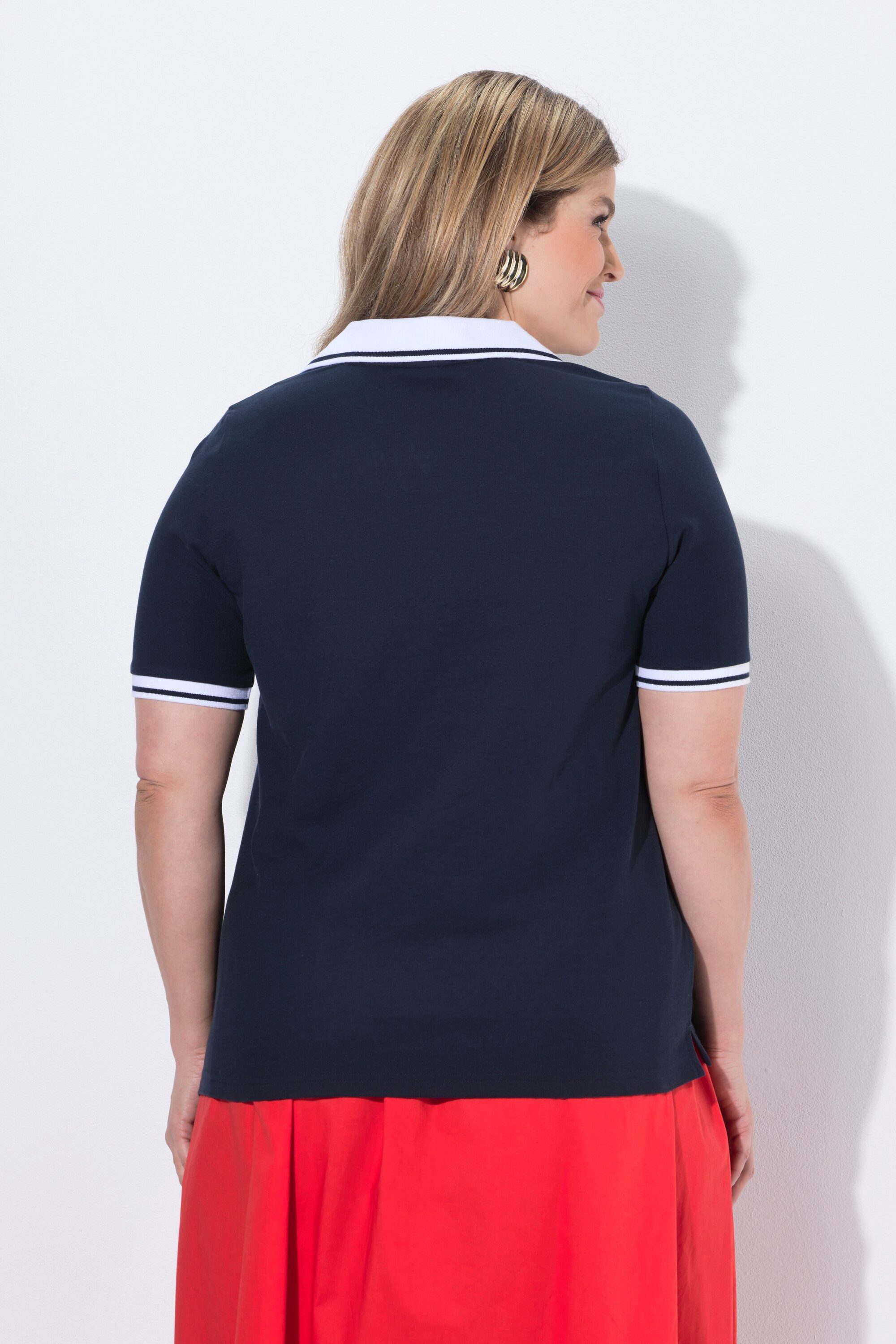 Ulla Popken Poloshirt Poloshirt Kontrastkanten Polokragen Halbarm