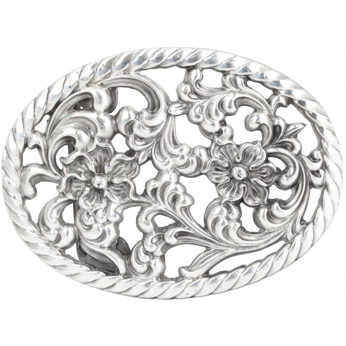 BELTINGER Gürtelschnalle Flower 4,0 cm - Buckle Wechselschließe Gürtelschließe 40mm - Gürtel bi Altsilber