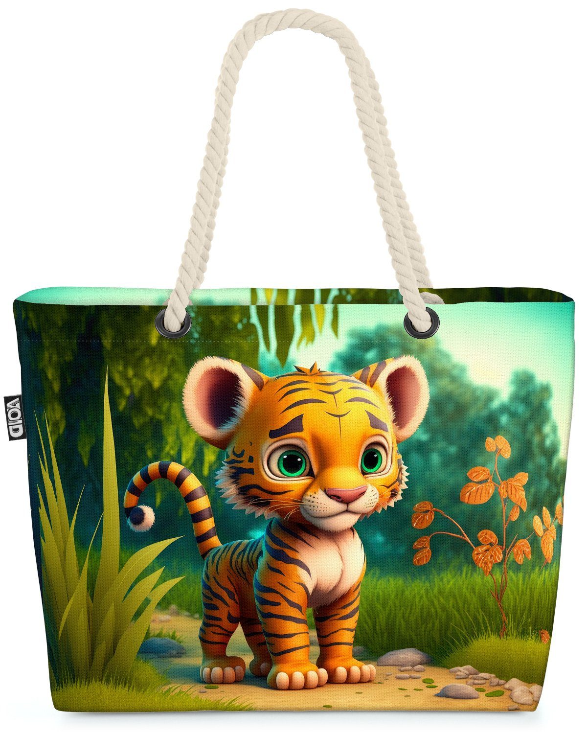VOID Strandtasche (1-tlg), Zeichentrick Tiger Baby Kind Dschungel Kind Safari tiger katze plüsch