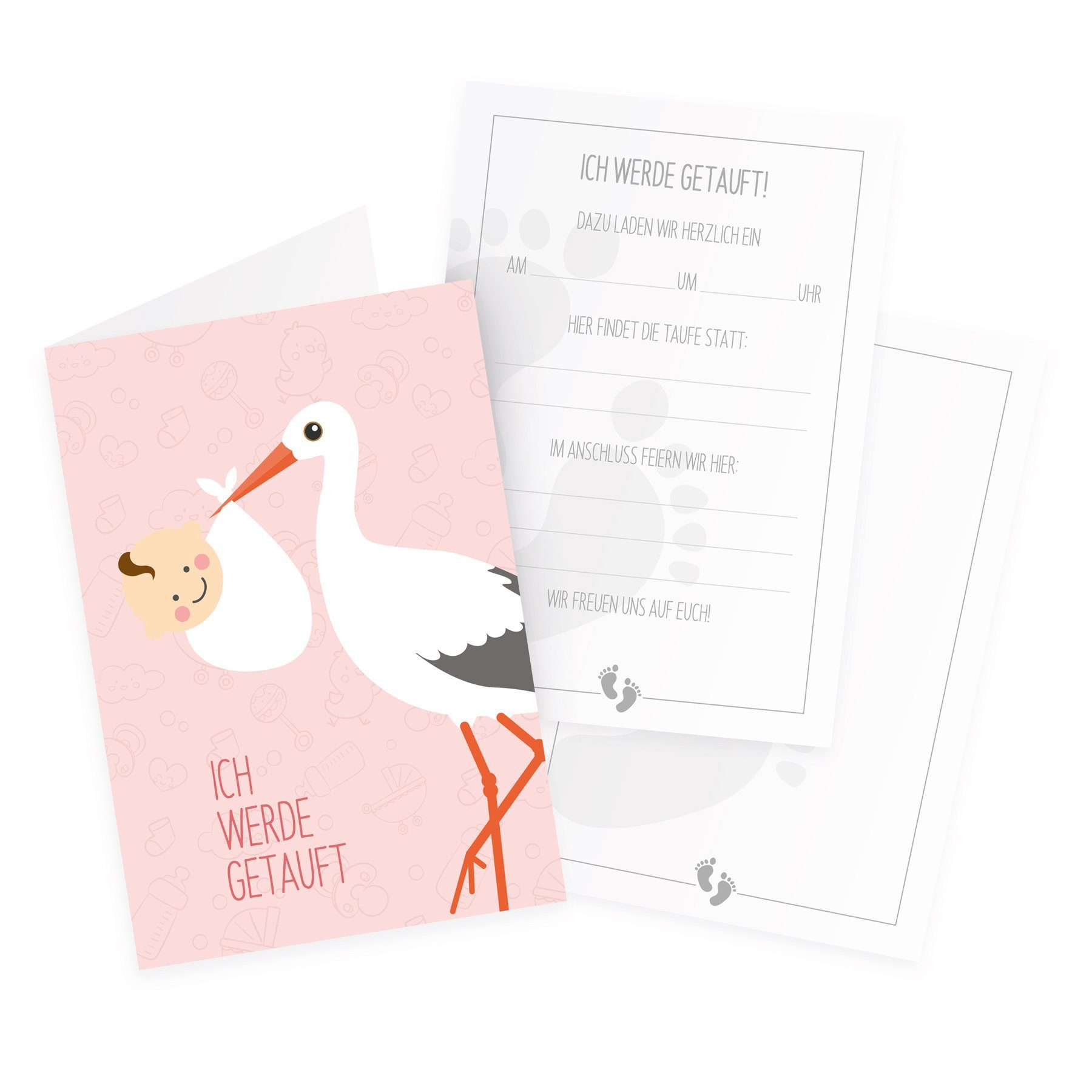 Neueste Produkte dieser Saison itenga Grußkarten Storch Klappkarten Baby getauft" mit itenga 12x rosa pastel werde "Ich