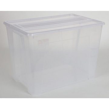 BURI Aufbewahrungsbox TEX Box 70L Aufbewahrungskiste Spielzeugkiste transparent mit Deckel