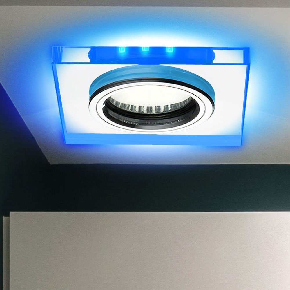 etc-shop LED Einbaustrahler, Leuchtmittel Beleuchtung Zimmer Set Einbau Spots Decken Glas 2er Lampen inklusive, nicht Ess Wohn