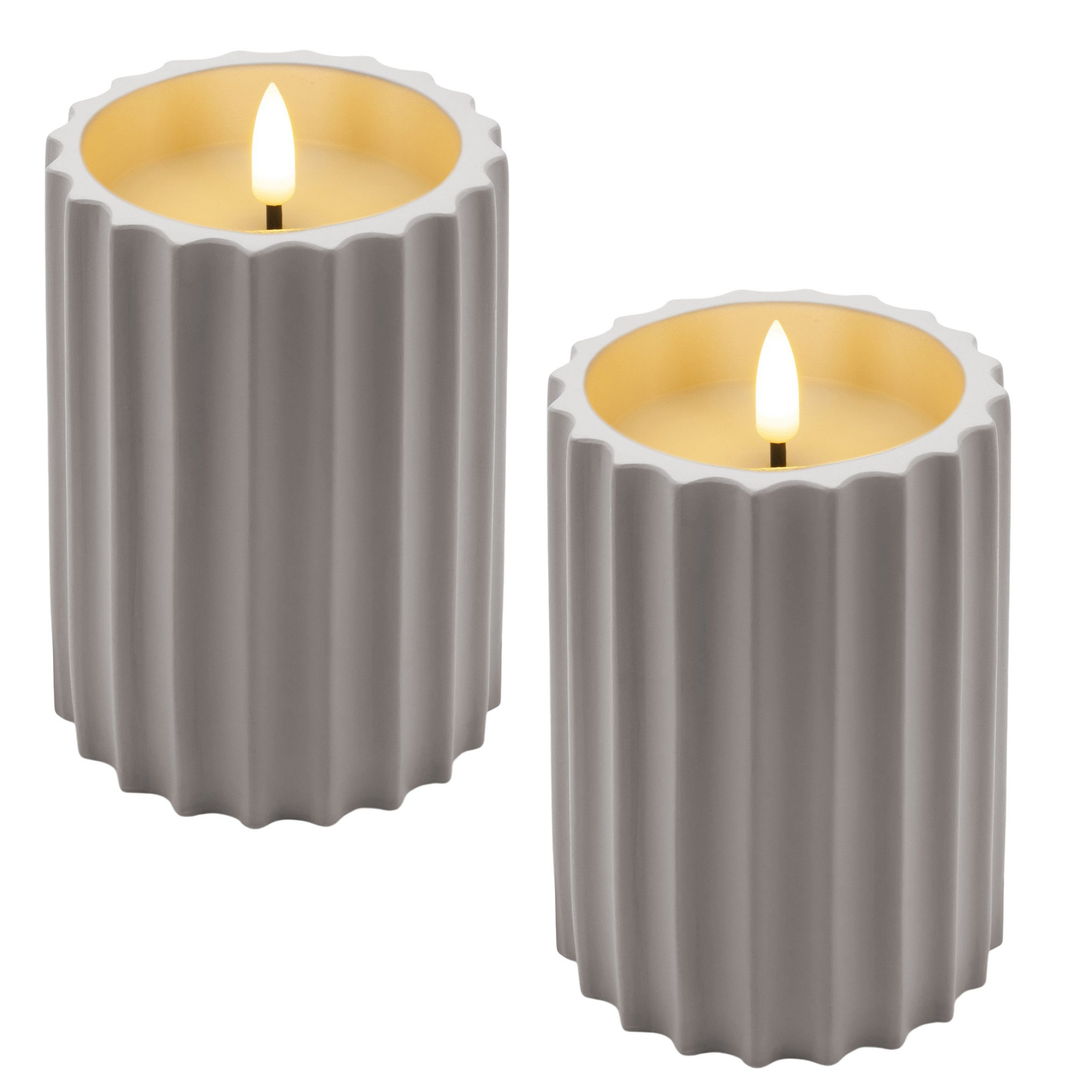 Spetebo LED-Kerze Outdoor LED Kerze Beton Design 13 x 8 cm mit Timer (Anzahl, 1-tlg., Stück), Mit IP44 Spritzwasserschutz