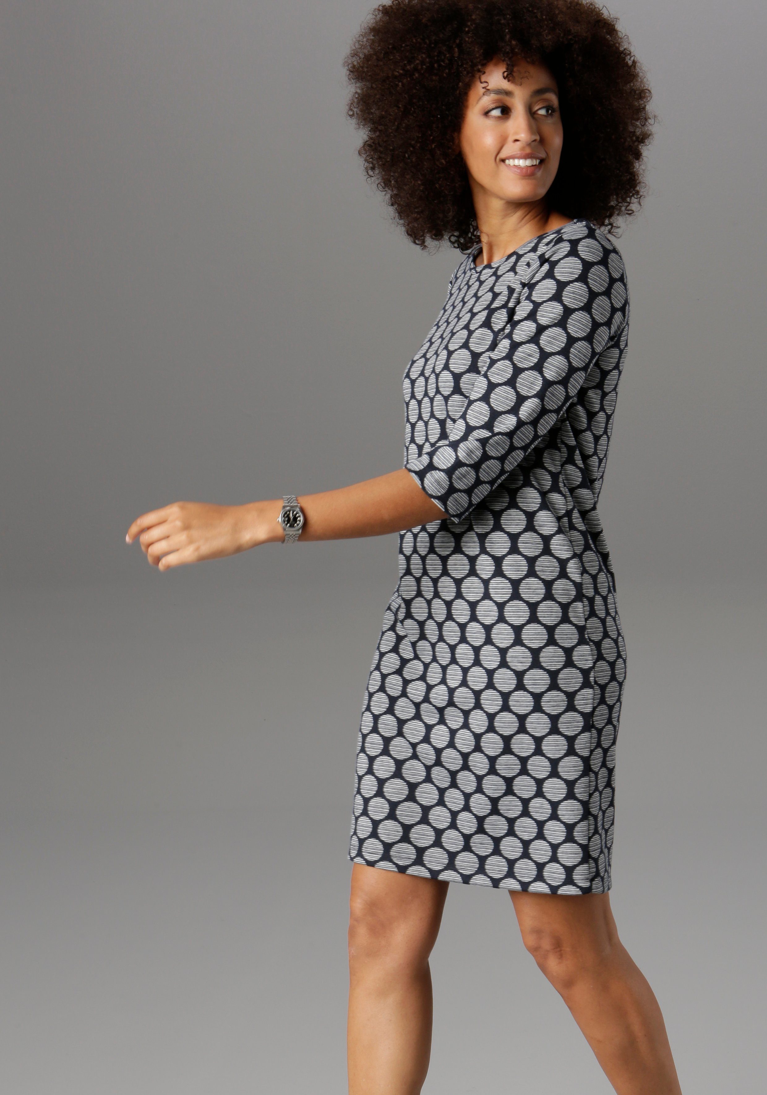 Aniston SELECTED Jerseykleid mit Punkten & Streifen – Bild 4 von 5
