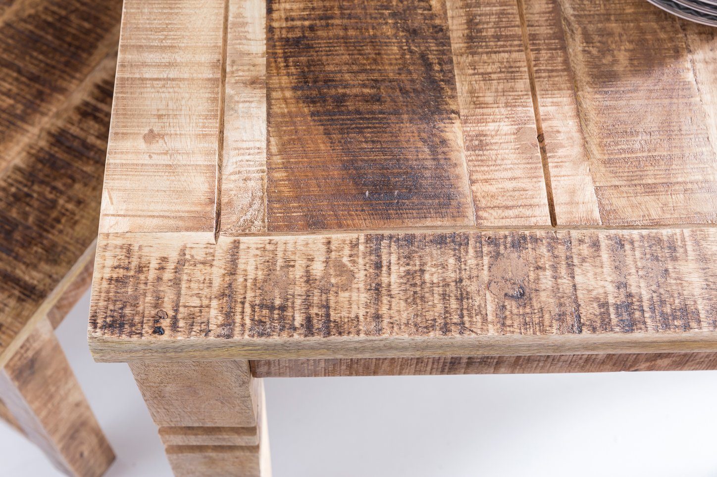 FineBuy Esstisch quadratisch 80 cm Mango Massivholz – Quadratischer Holztisch im Landhausstil, Design Esszimmertisch massiv, Küchentisch für 4 Personen, kleiner – Bild 5 von 5