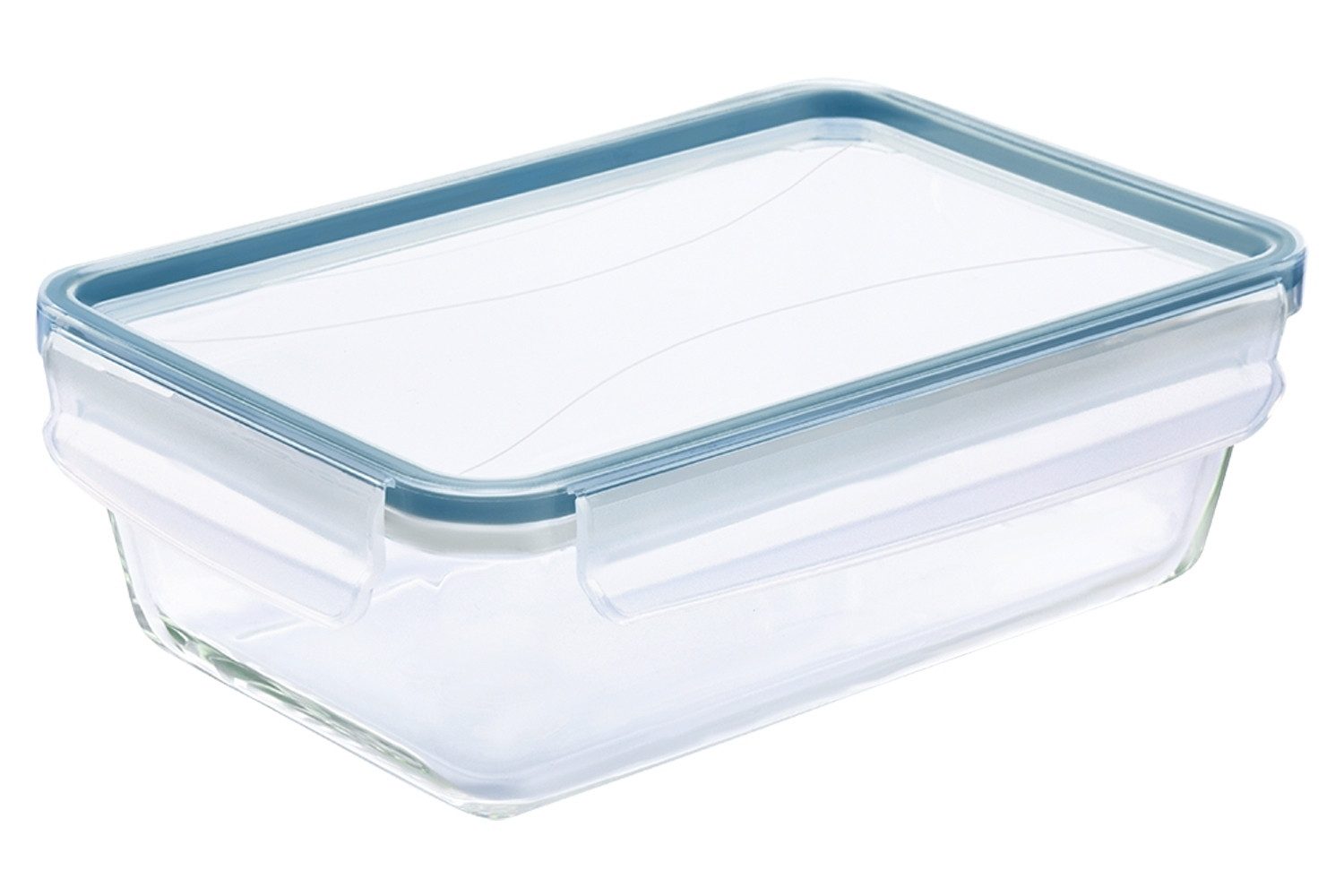 ROTHO Frischhaltedose CLIC & LOCK, Transparent, Blau, B 24 cm, 1300 ml, Glas, Kunststoff, (1-tlg)