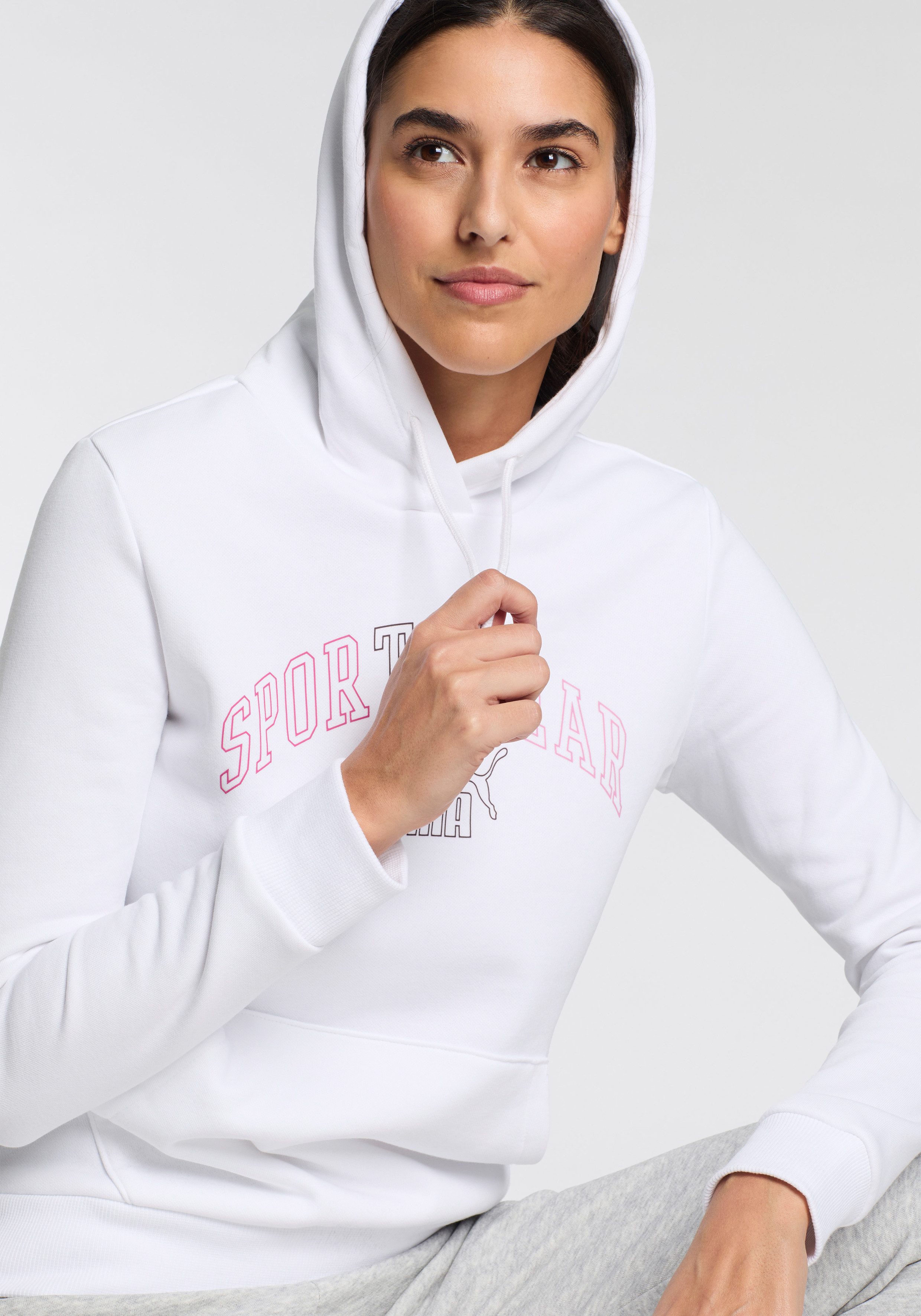 PUMA Kapuzensweatshirt ESS+ LOGO LAB HOODIE FL Oversized Fit, mit Kängurutasche, mit verstellbarer Kapuze