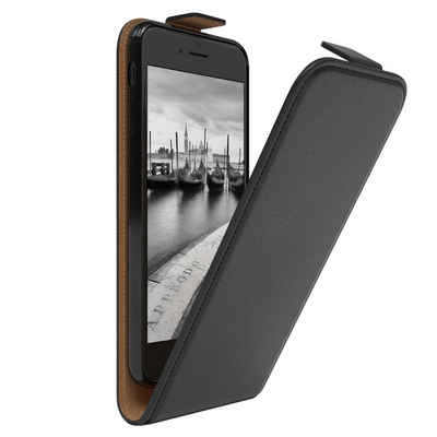 EAZY CASE Handyhülle Flipcase für Apple iPhone SE 2022/2020, iPhone 8/7 4,7 Zoll, Tasche Klapphülle Handytasche zum Aufklappen Etui Kunstleder Schwarz