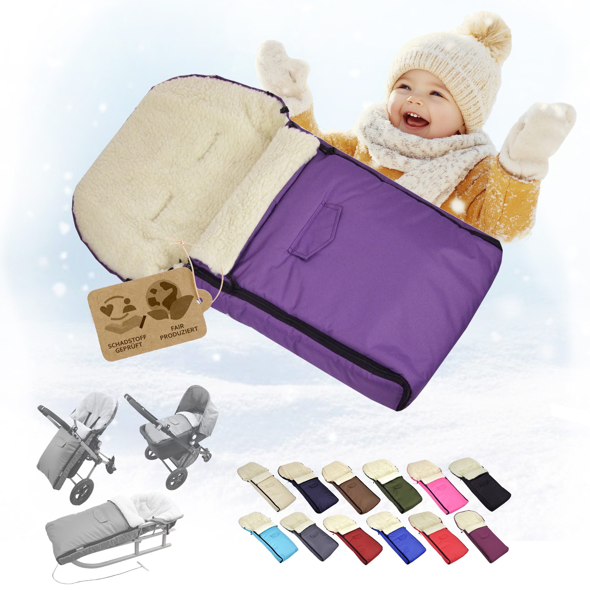BambiniWelt by Rafael K. Fußsack Winterfußsack Babyfußsack Fußsack Kinderwagen Wolle universal 90cm, universal
