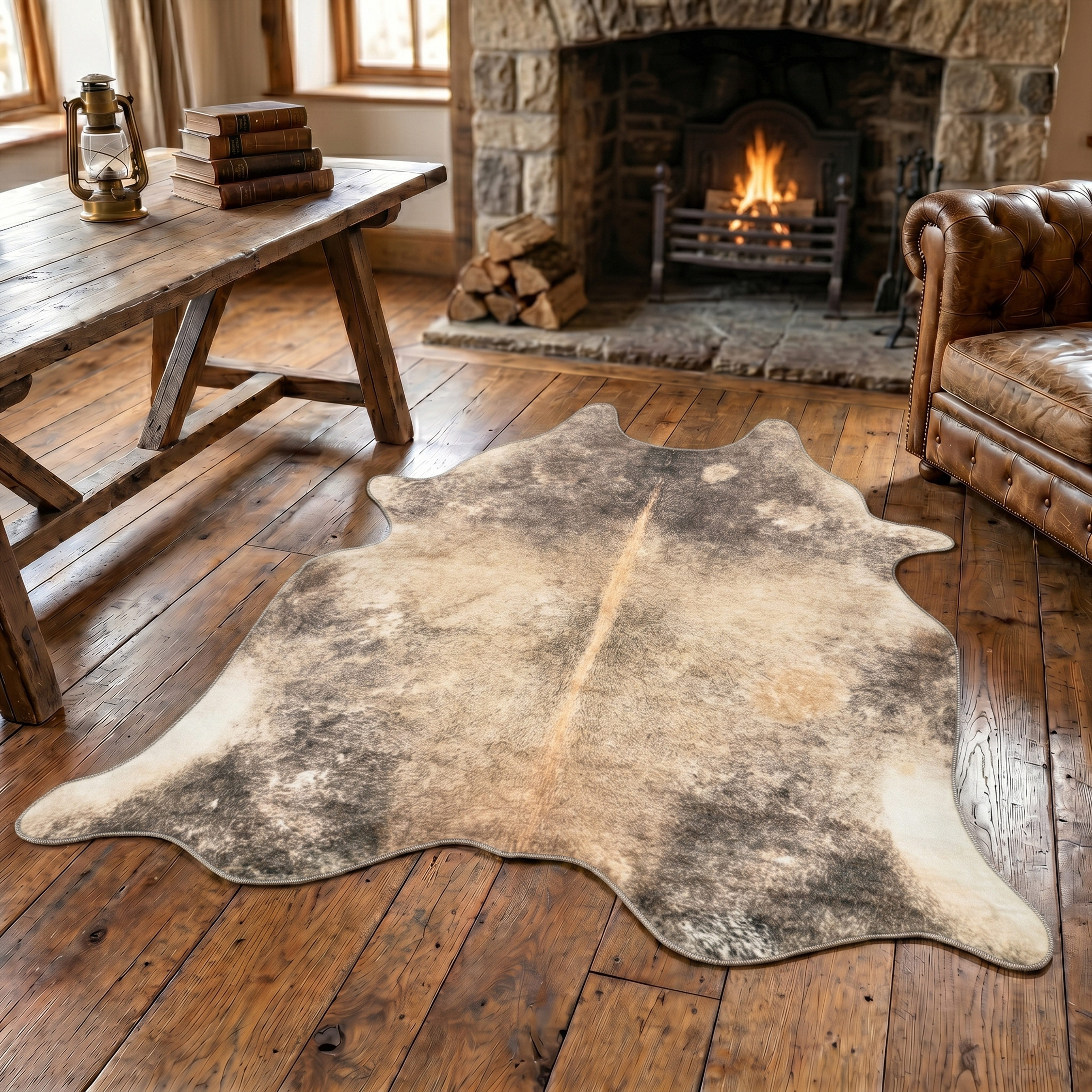 Gino Falcone Fellteppich Emilia, fellförmig, Höhe: 3 mm, Kunstfell, bedruckt, Kuhfell-Optik, ideal im Wohnzimmer & Schlafzimmer