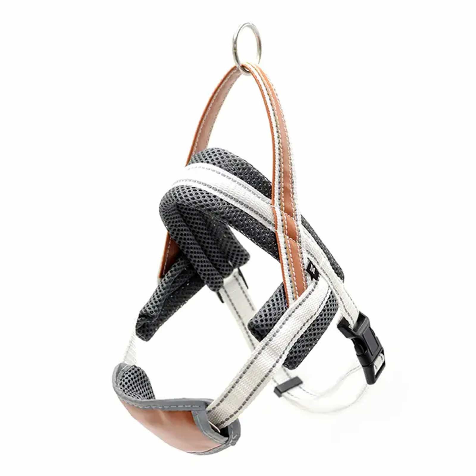 Hunde-Geschirr Hundegeschirr reflektierend einstellbar mit Griff - S in grau