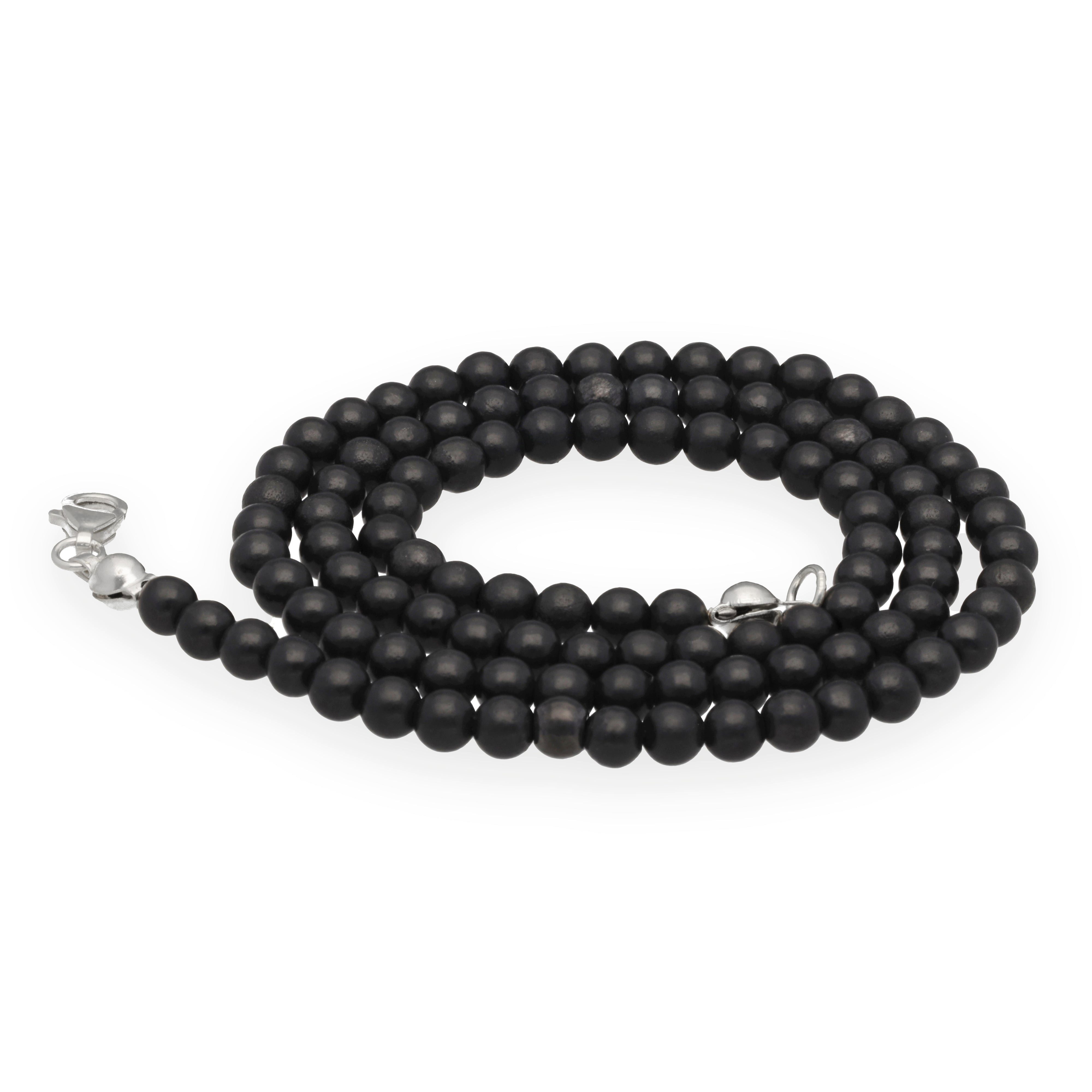 Kette ohne Anhänger Edelstein Kugelkette + 925 Silber Verschluss, Ø 4mm Kugeln 45cm lang
