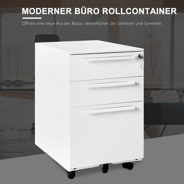 Merax Rollcontainer, (30 St), abschließbar, Büroschränke Aktenschränke Schubladenschrank Rollen mit Bremse mit 3 Schubladen