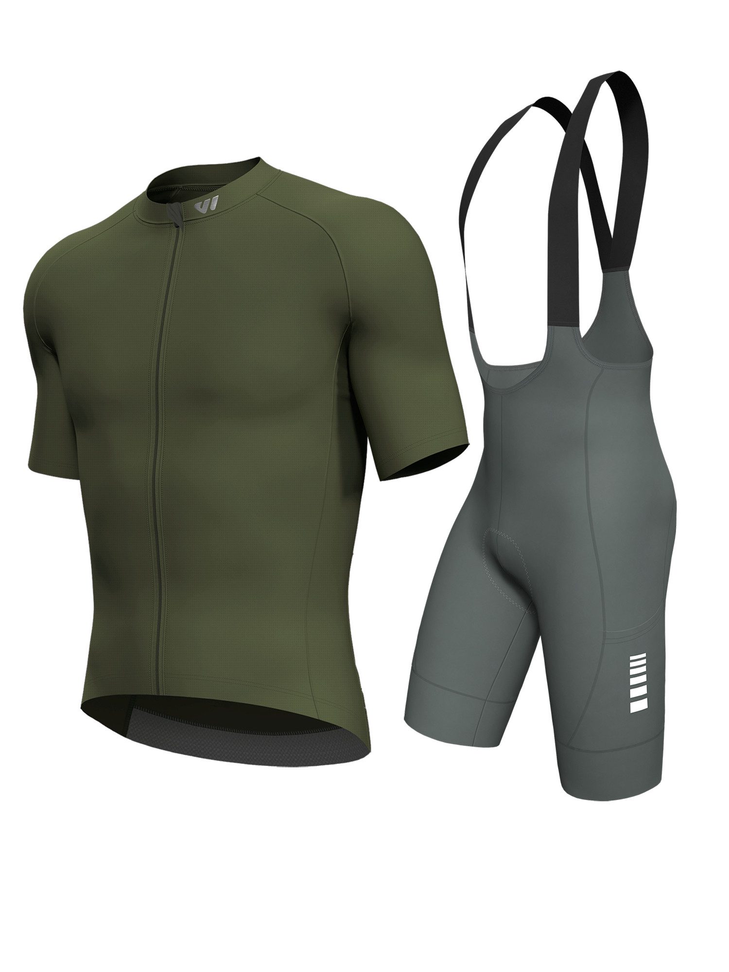 Wulibike Radtrikot Herren Kurzarm Gravel-Trikot für Bikepacking, Fahrradbekleidungsset (2-tlg) Herren Gravel-Set mit Y-Trägerhose und 6 Cargo-Taschen