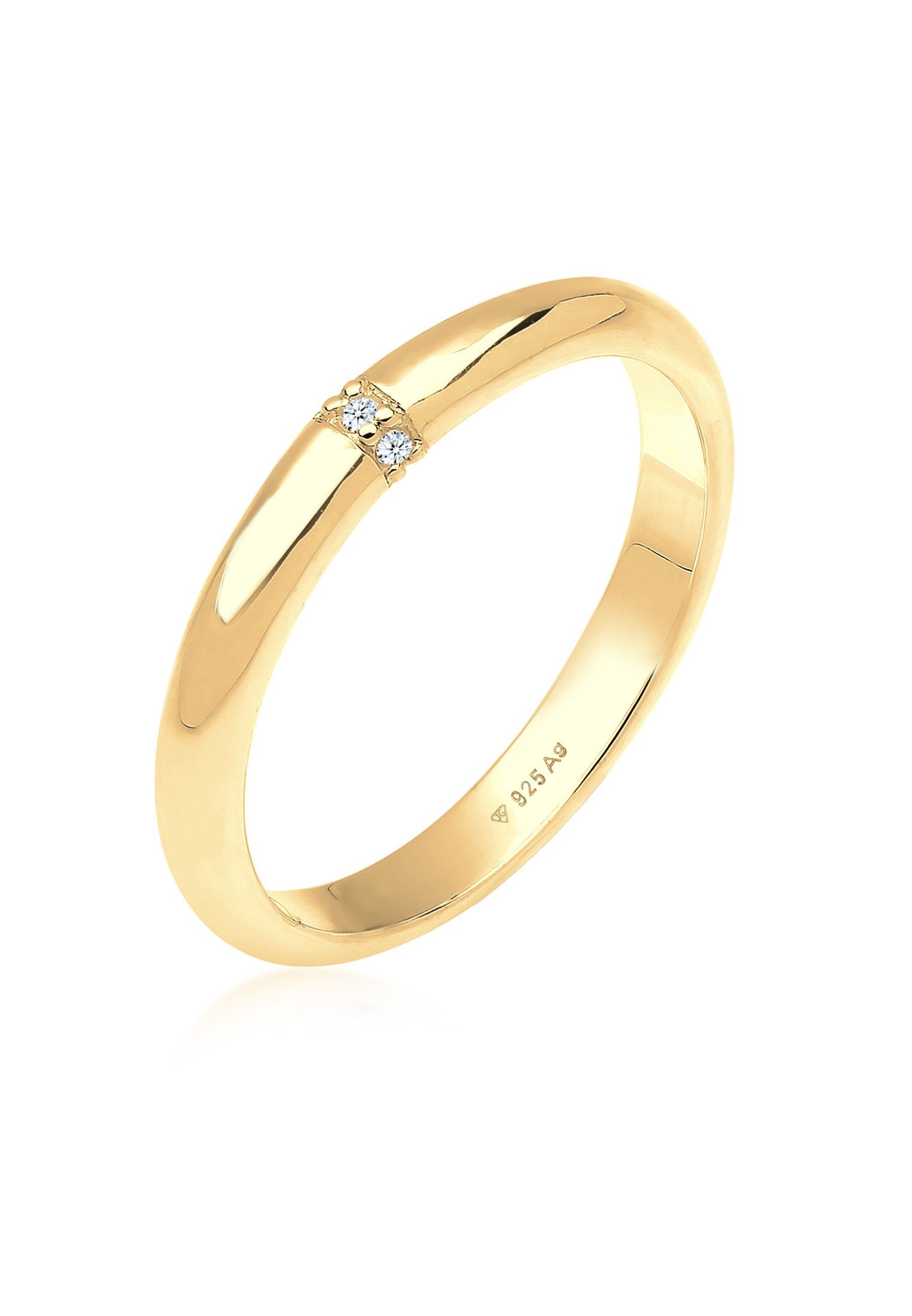 Elli DIAMONDS Verlobungsring Diamant 0.045 ct. Klassik Verlobung 925 Silber Gold