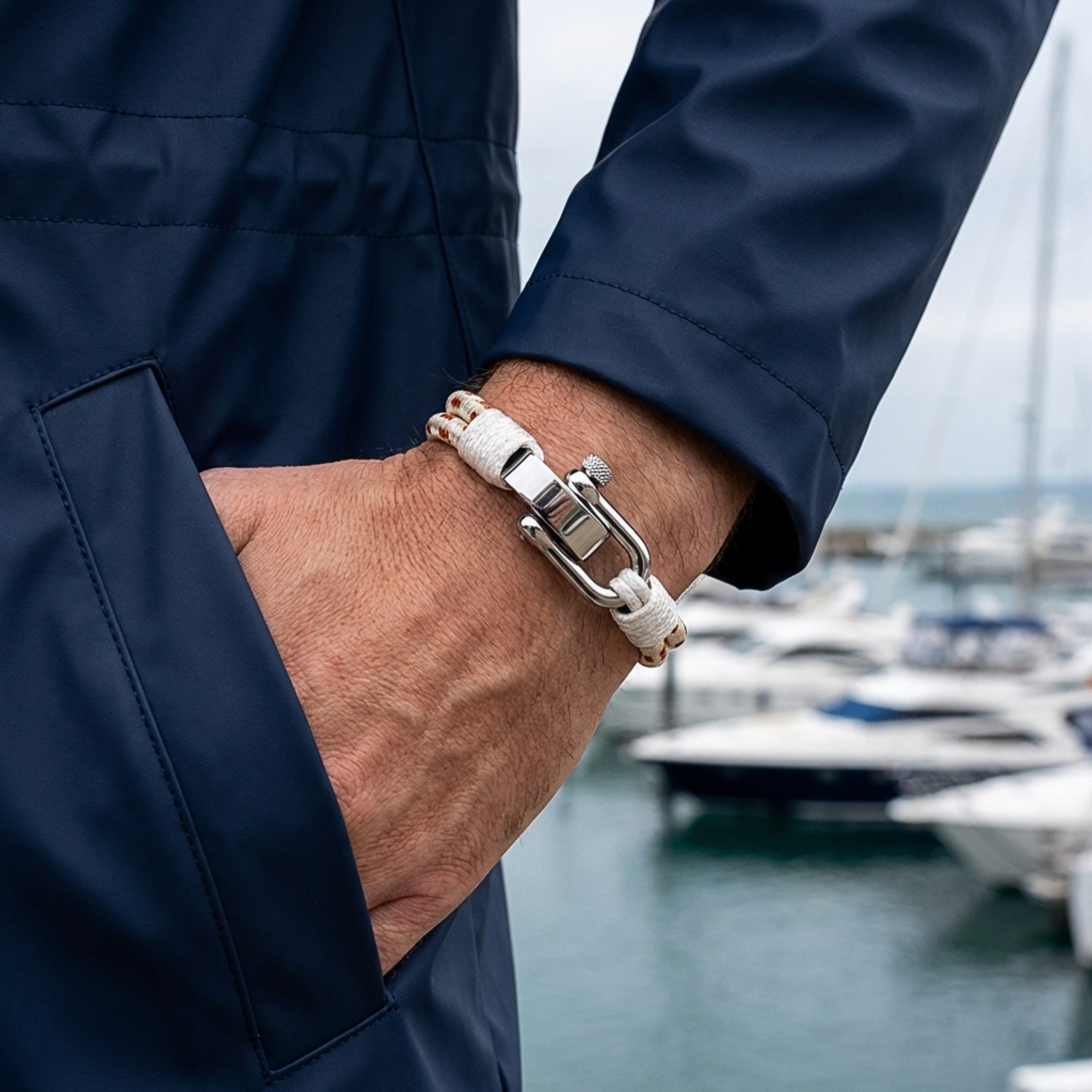 UNIQAL.de Armband Maritimes Segeltau-Armband mit Edelstahl-Schäkel – nautisch, unisex (hochwertiges Segeltau, Edelstahl-Schäkel, zeitloses Design, langlebige Qualität, ideal für Alltag & Freizeit), sorgfältig verarbeitet