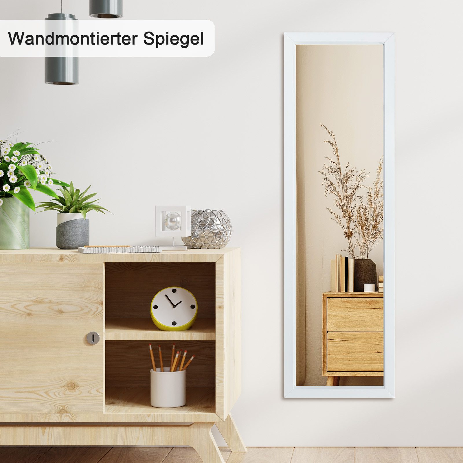 Youyijia Ganzkörperspiegel 110x33cm Ganzkörperspiegel mit 2 Haken & Höhenverstellung